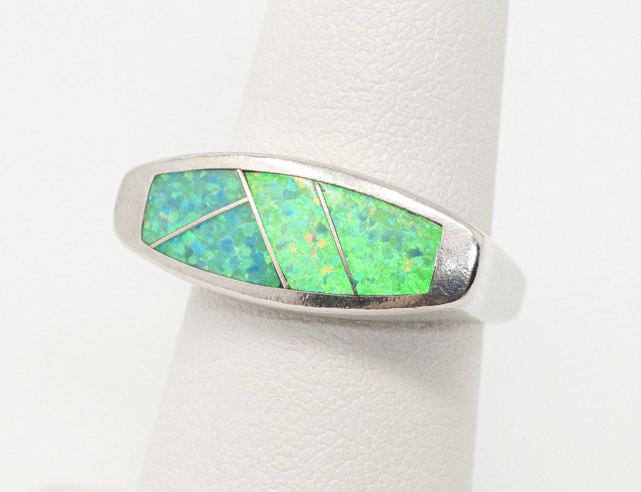 Vintage Designer AK Opal Sterling Silver Ring - Sz 6