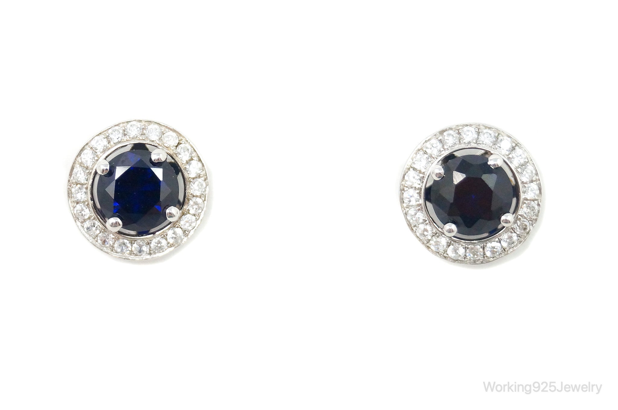 Designer Sapphire Cubic Zirconia Sterling Silver Earrings