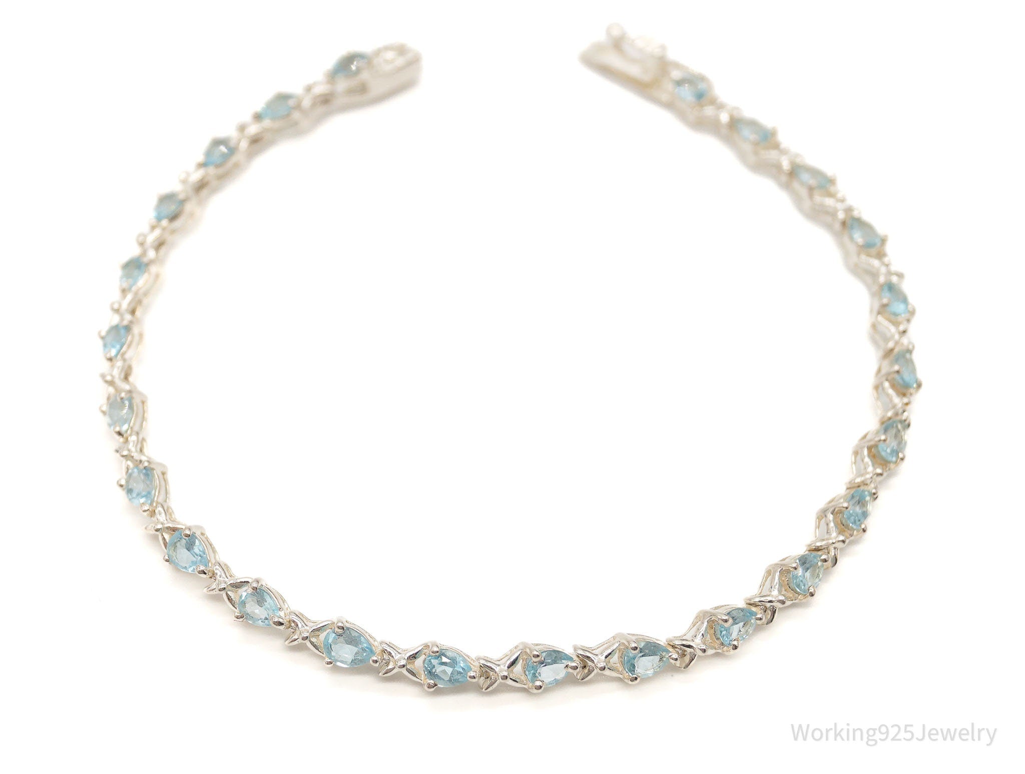 Vintage Blue Topaz Sterling Silver Tennis Bracelet