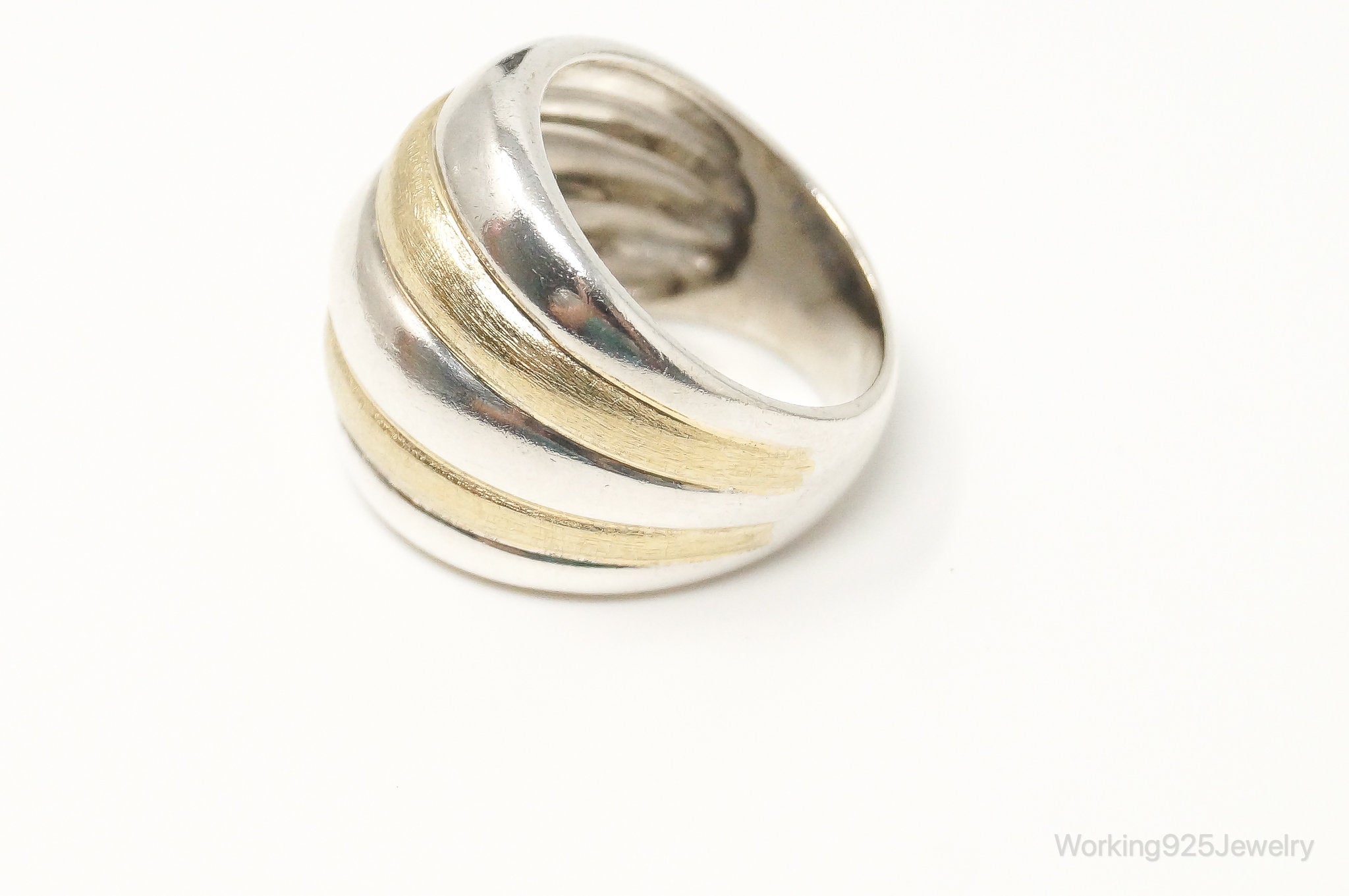 Vintage Art Deco Gold Vermeil Sterling Silver Ring Size 7