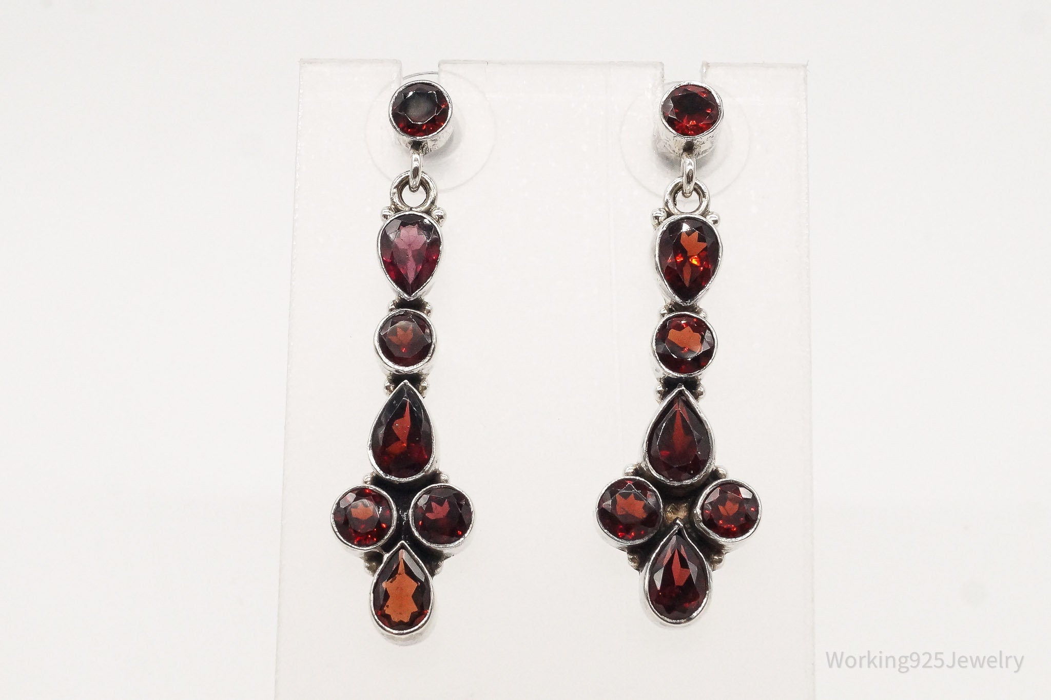 Vintage Garnet Sterling Silver Earrings