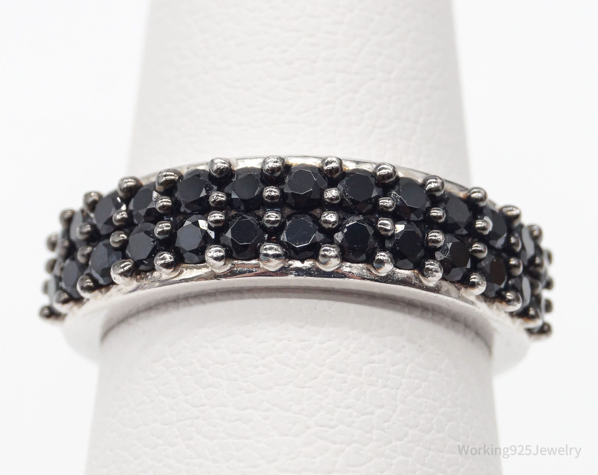 Designer KHR Black Spinel Sterling Silver Ring - Size 5.75