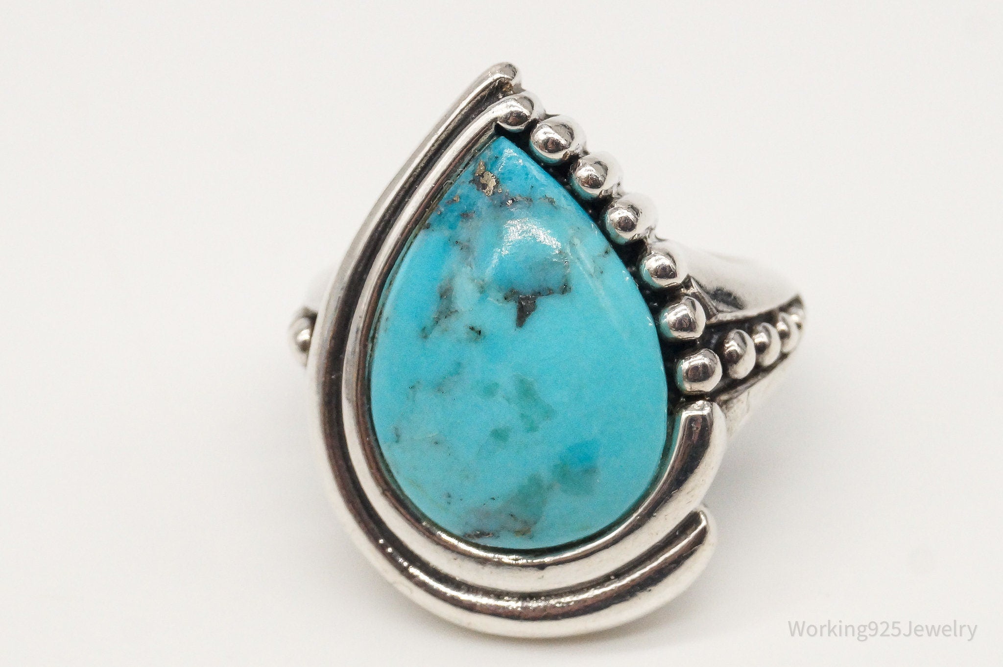 Designer SX Turquoise Sterling Silver Ring - Size 6