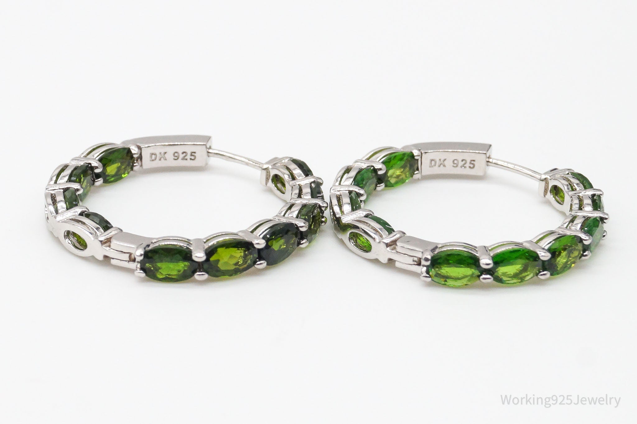 Large Designer Green Chrome Diopside Rhodium Over Sterling Silver Earrings