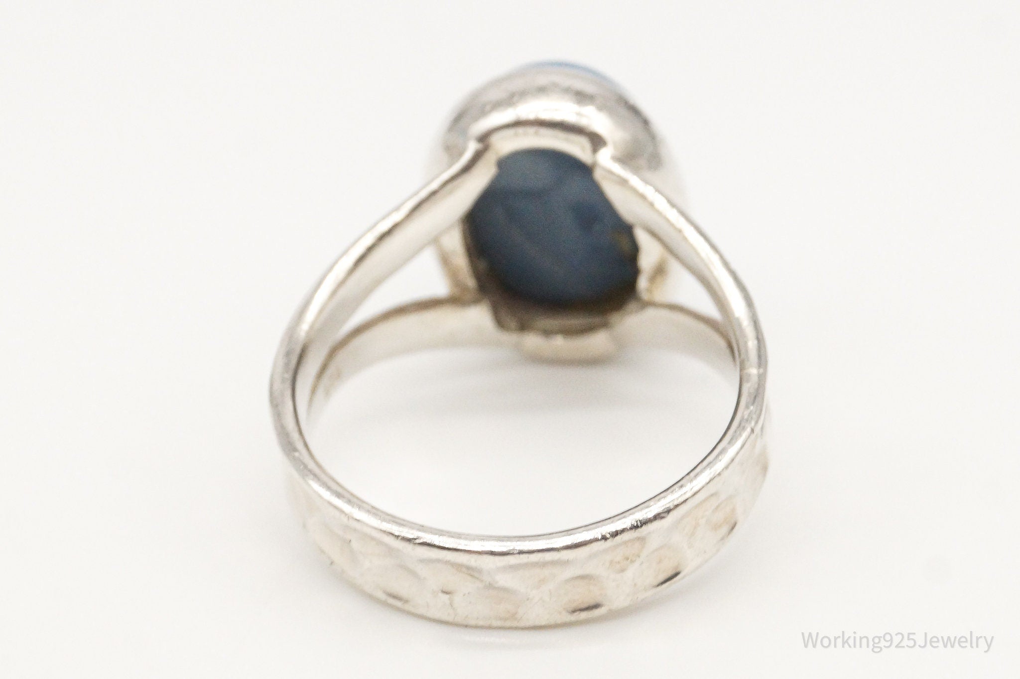 Vintage Blue Stone Sterling Silver Ring - Size 8.5