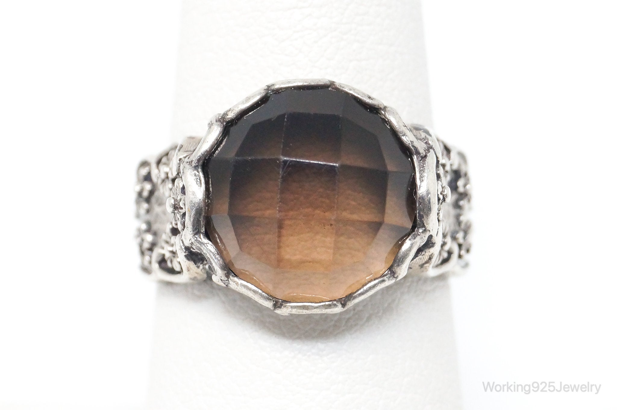 Vintage Designer Silpada Retired Smoky Topaz Sterling Silver Ring - SZ 7