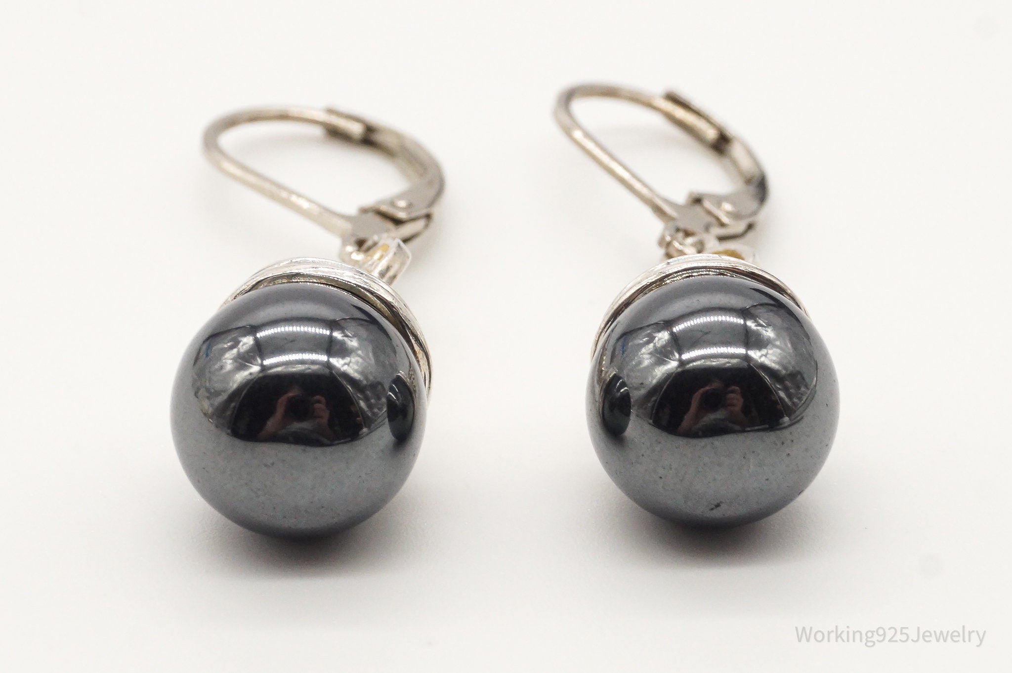 Vintage Hematite Sterling Silver Earrings