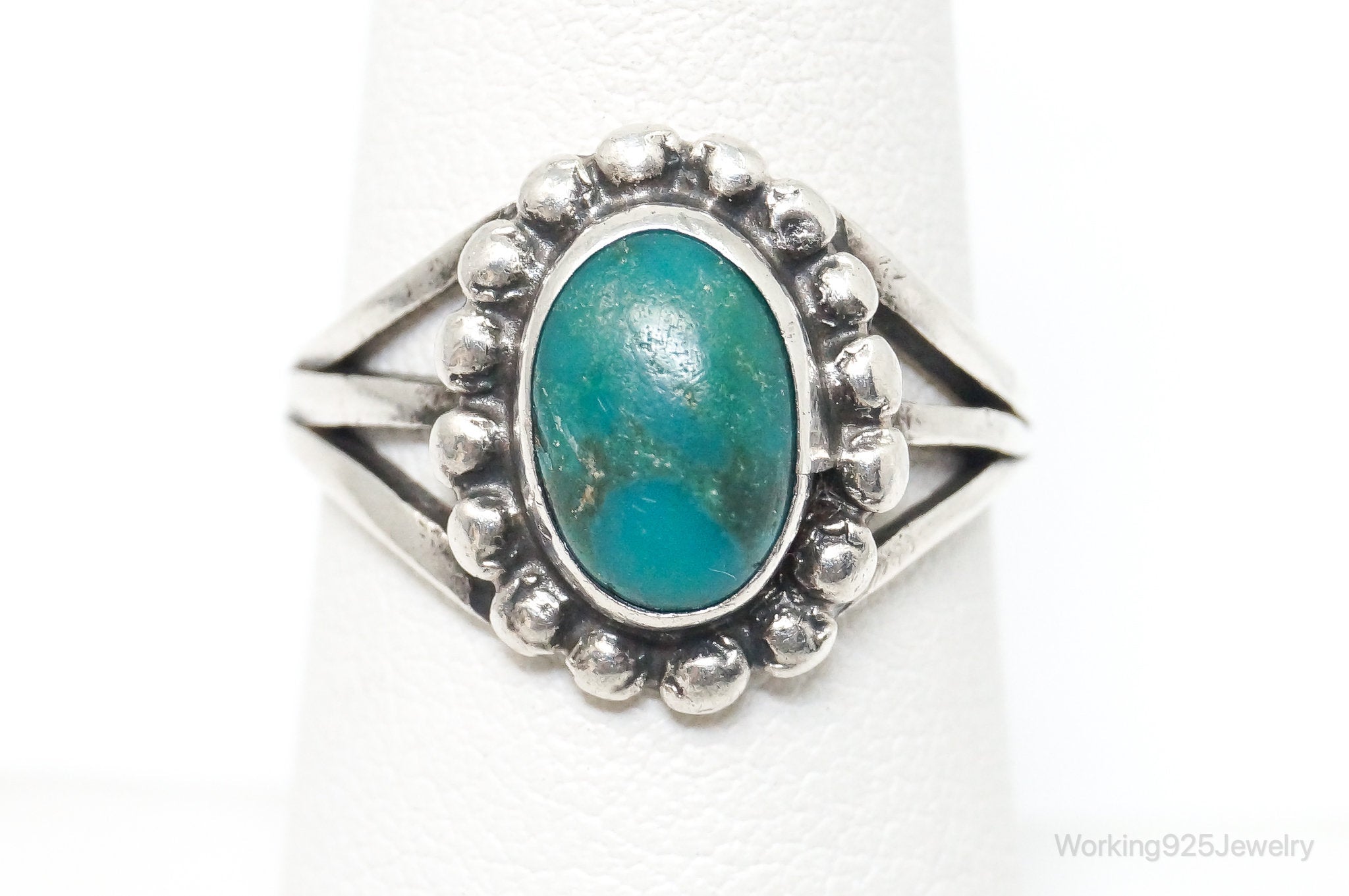 VTG Native American Turquoise Unsigned Sterling Silver Ring SZ 6.5