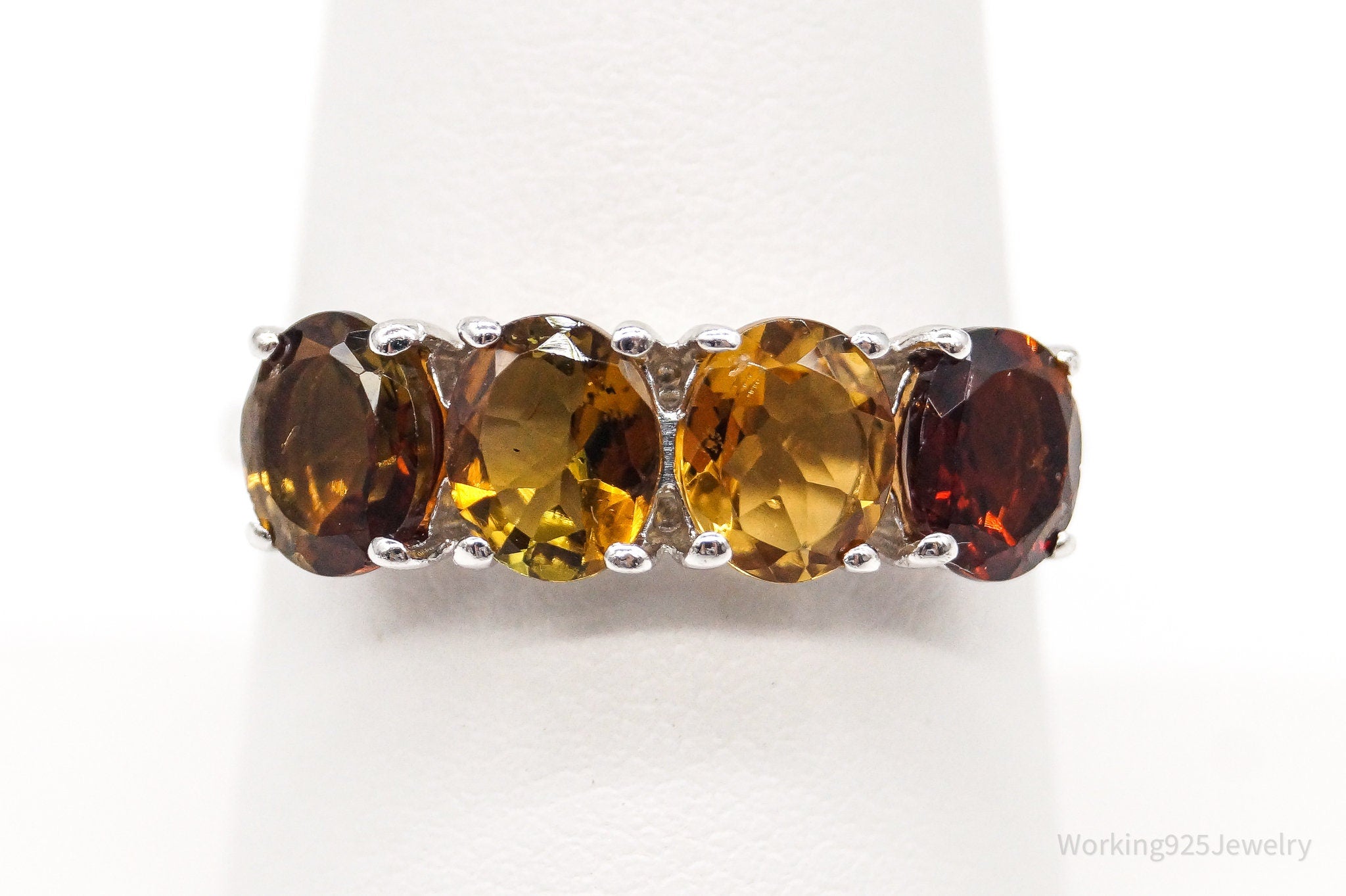 Vintage Designer TGGC Citrine Sterling Silver Ring - Size 8