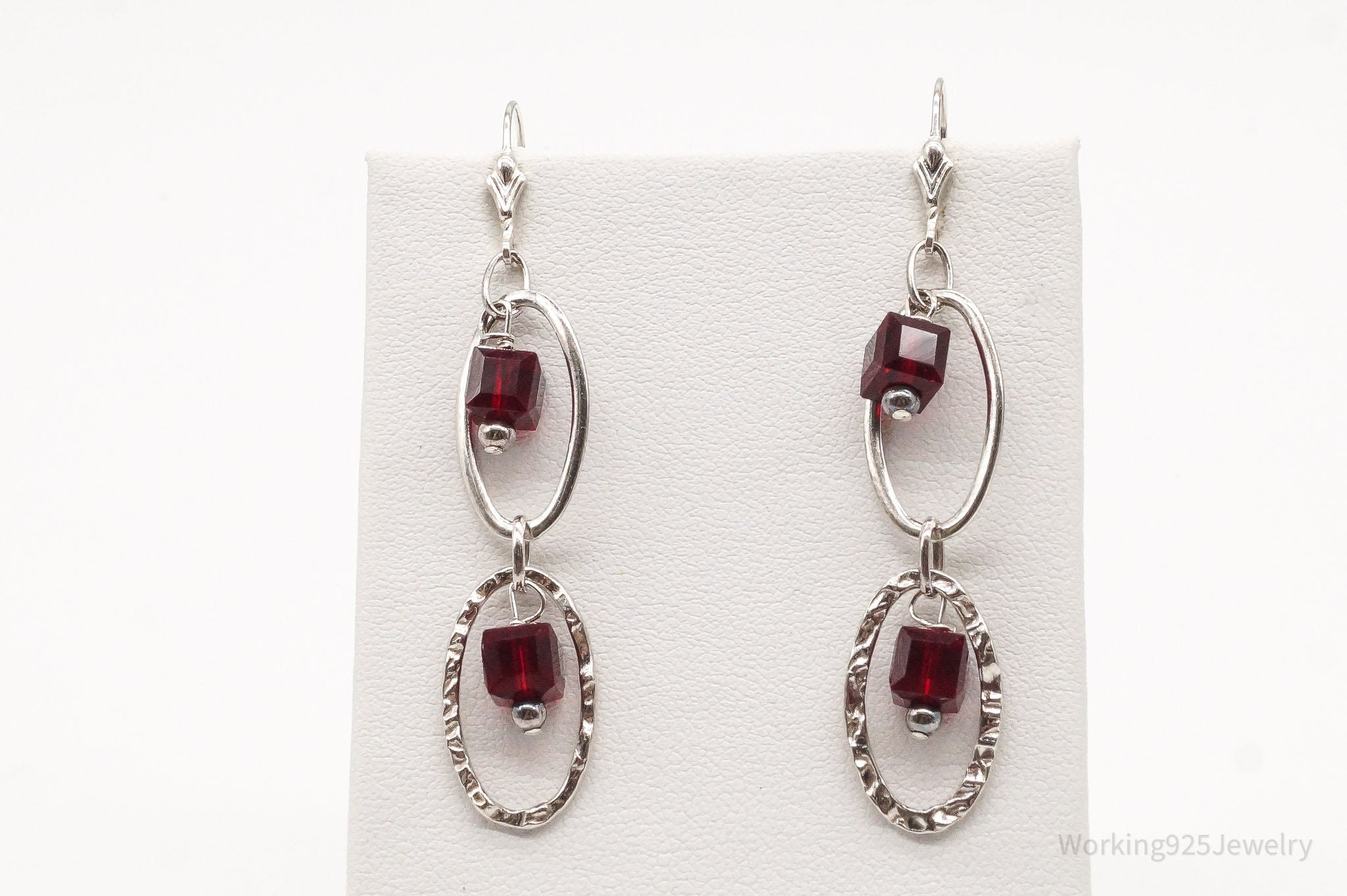 Vintage Garnet Sterling Silver Earrings