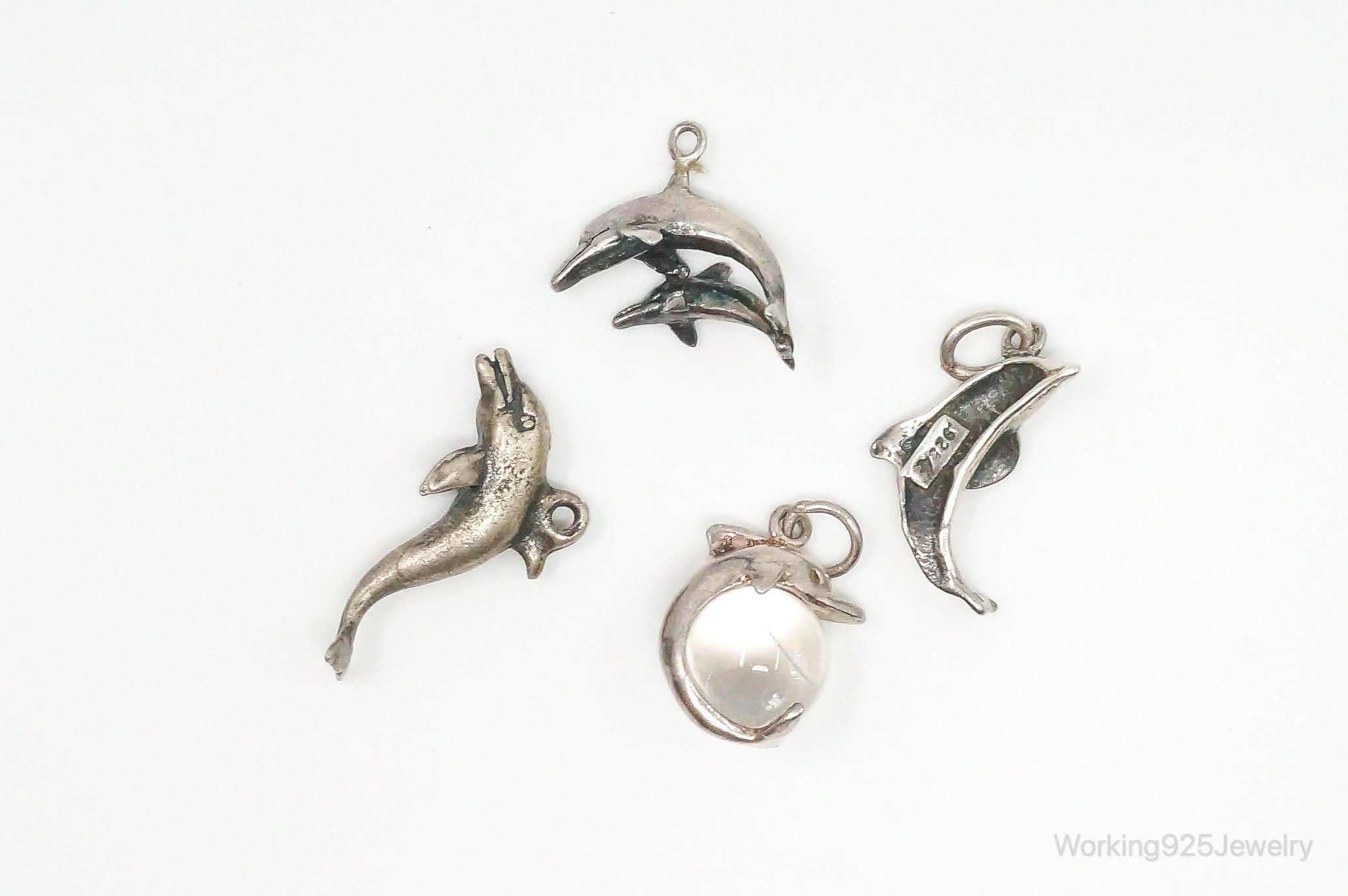 Vintage Antique Ocean Sea Life Dolphins Sterling Silver Charms Lot