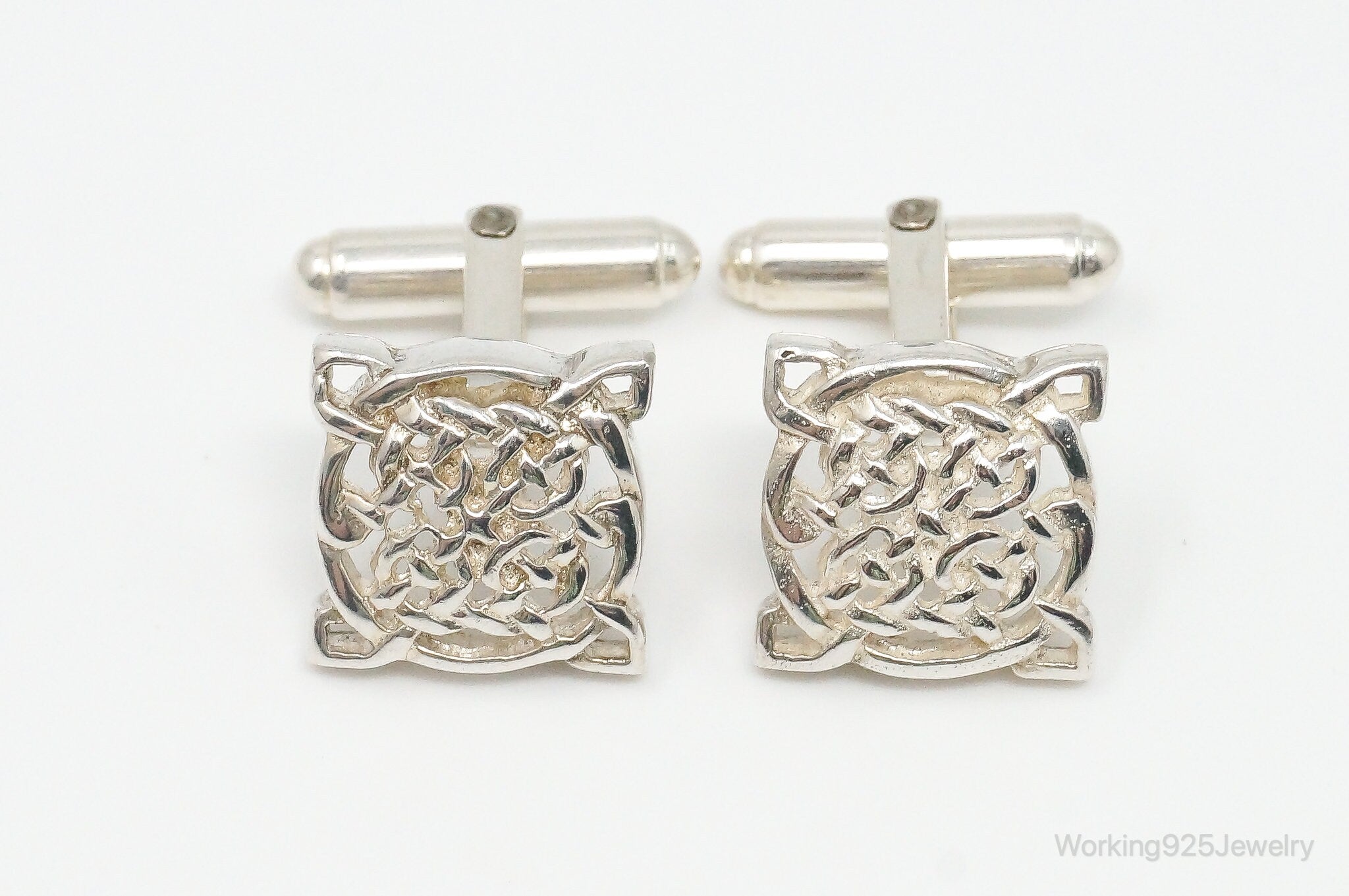 Vintage Celtic Knot Sterling Silver Cuff Links