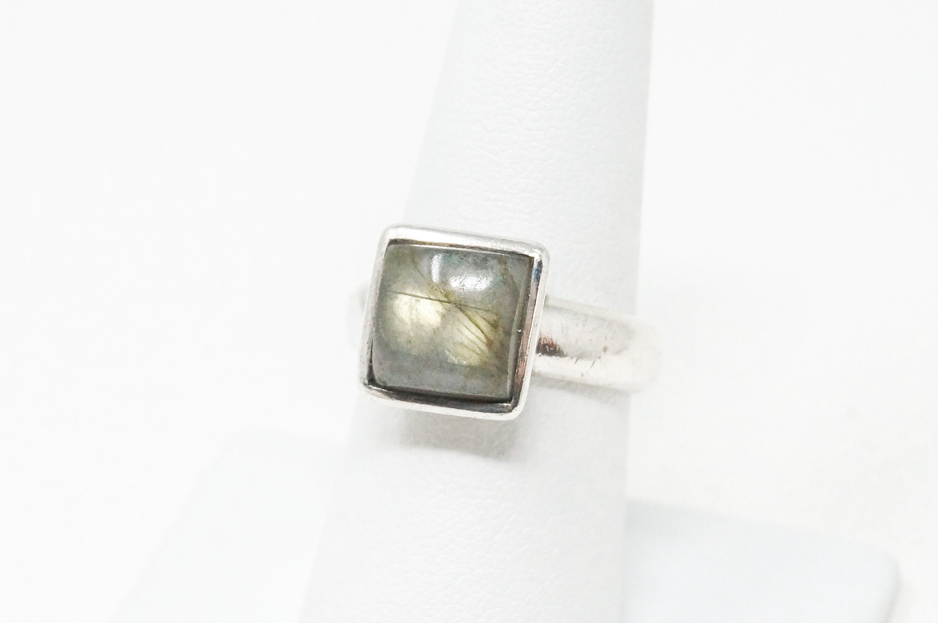 Vintage Designer BASK Labradorite Sterling Silver Ring - Sz 7.25