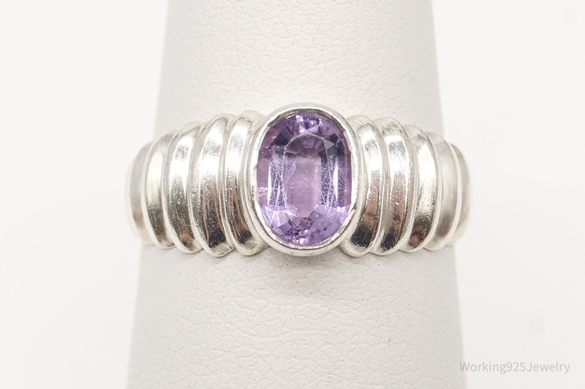 Vintage Amethyst Sterling Silver Ring Size 6