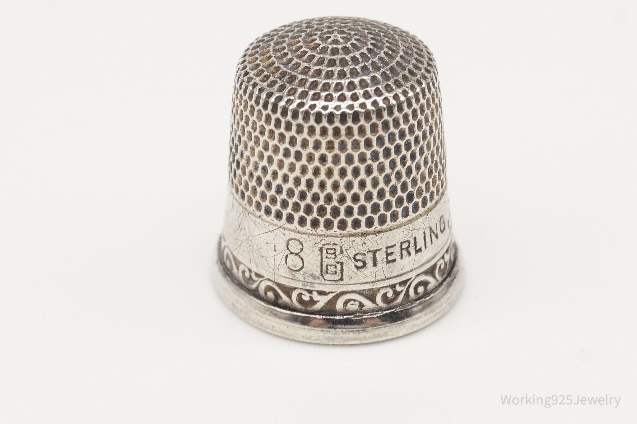 1800s Antique Stern Bros & Company Dome Sterling Silver Thimble Size 8