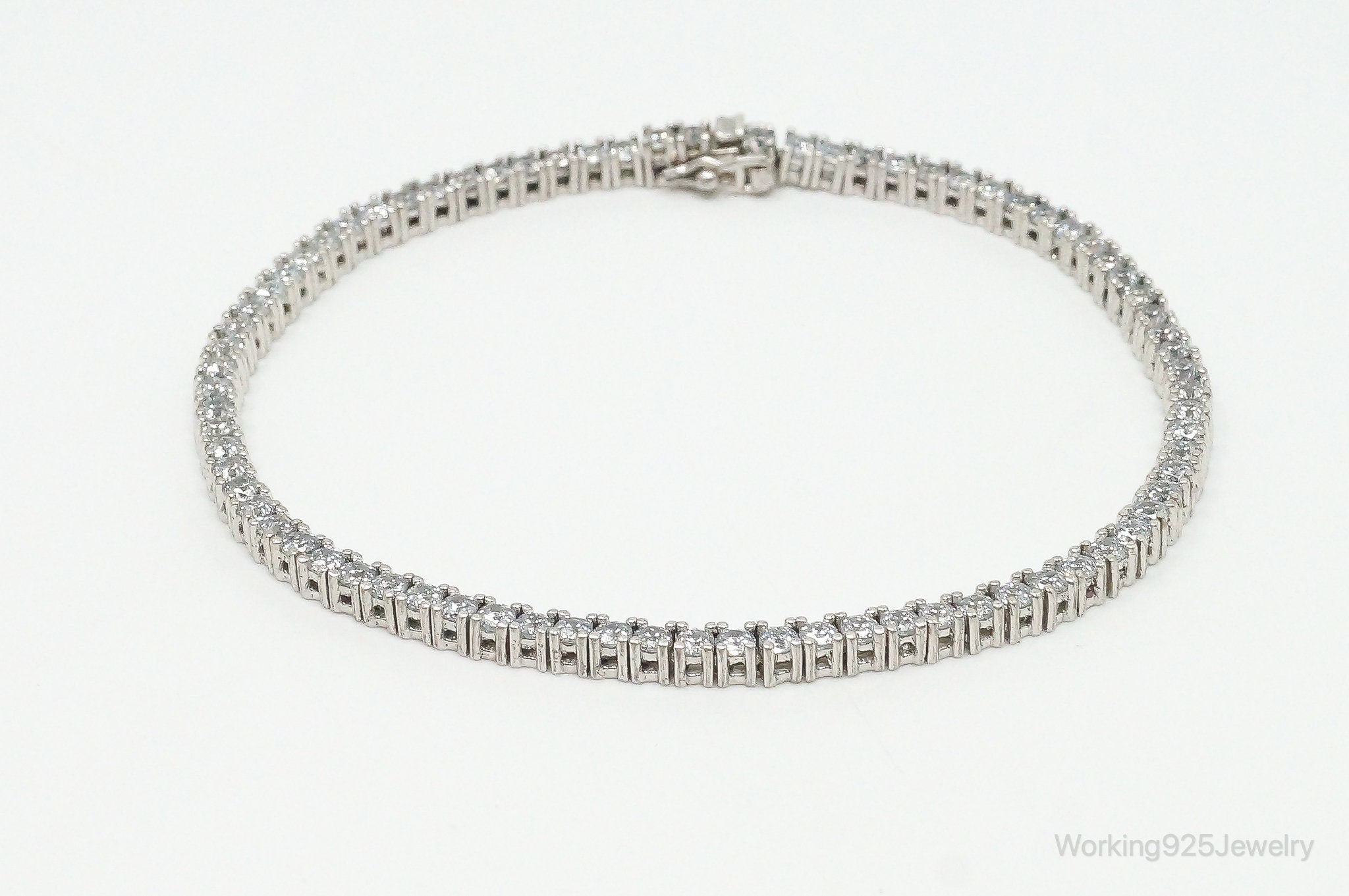 Vintage Cubic Zirconia Sterling Silver Tennis Bracelet