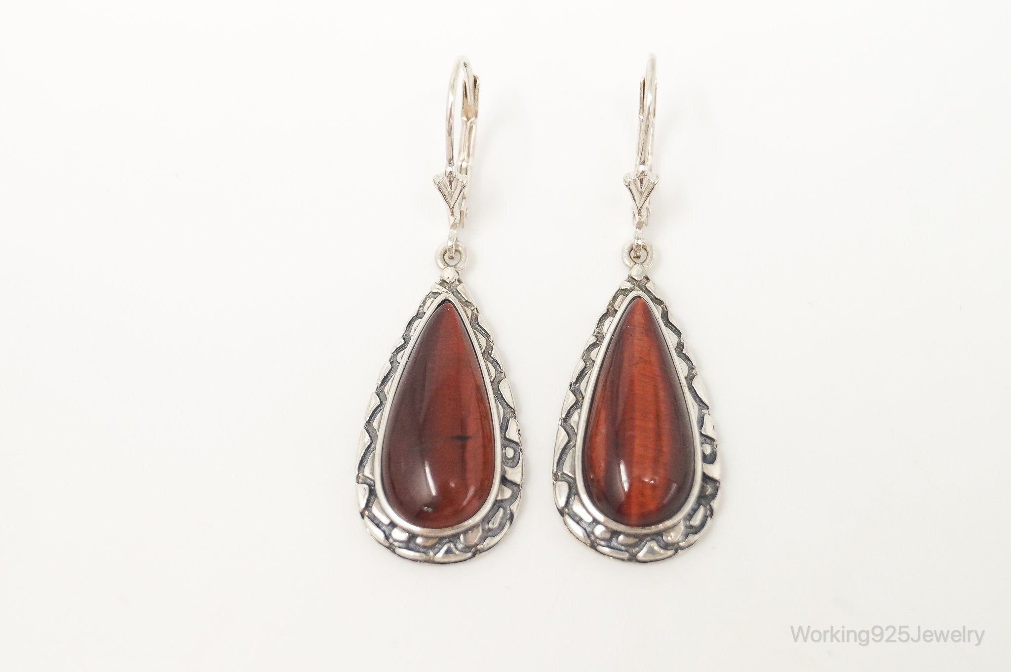 Designer Whitney Kelly WK Red Tigers Eye Sterling Silver Earrings