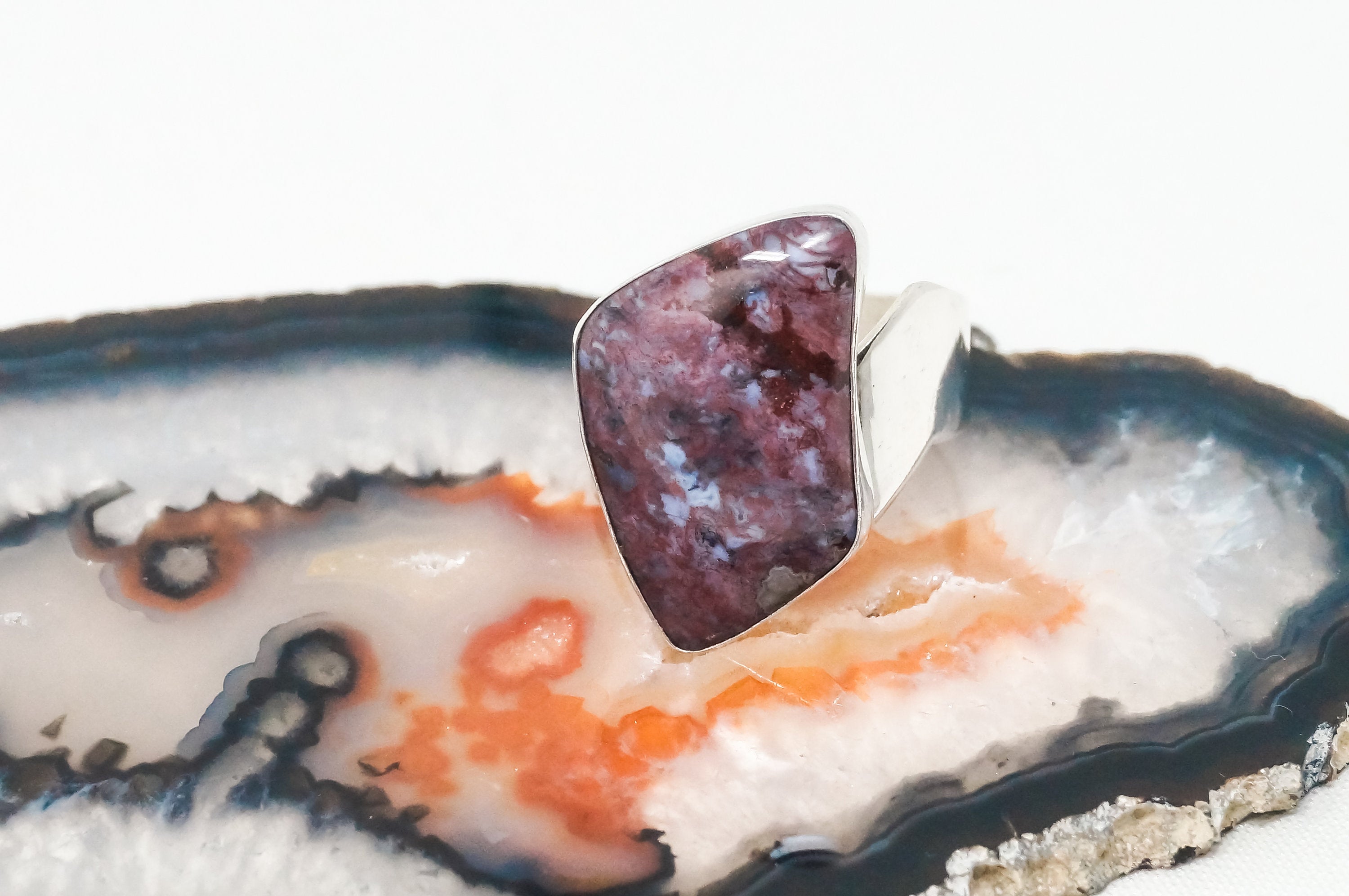 Vintage DTR Desert Rose Trading Co Purple Jasper Sterling Silver Ring Size 11.75