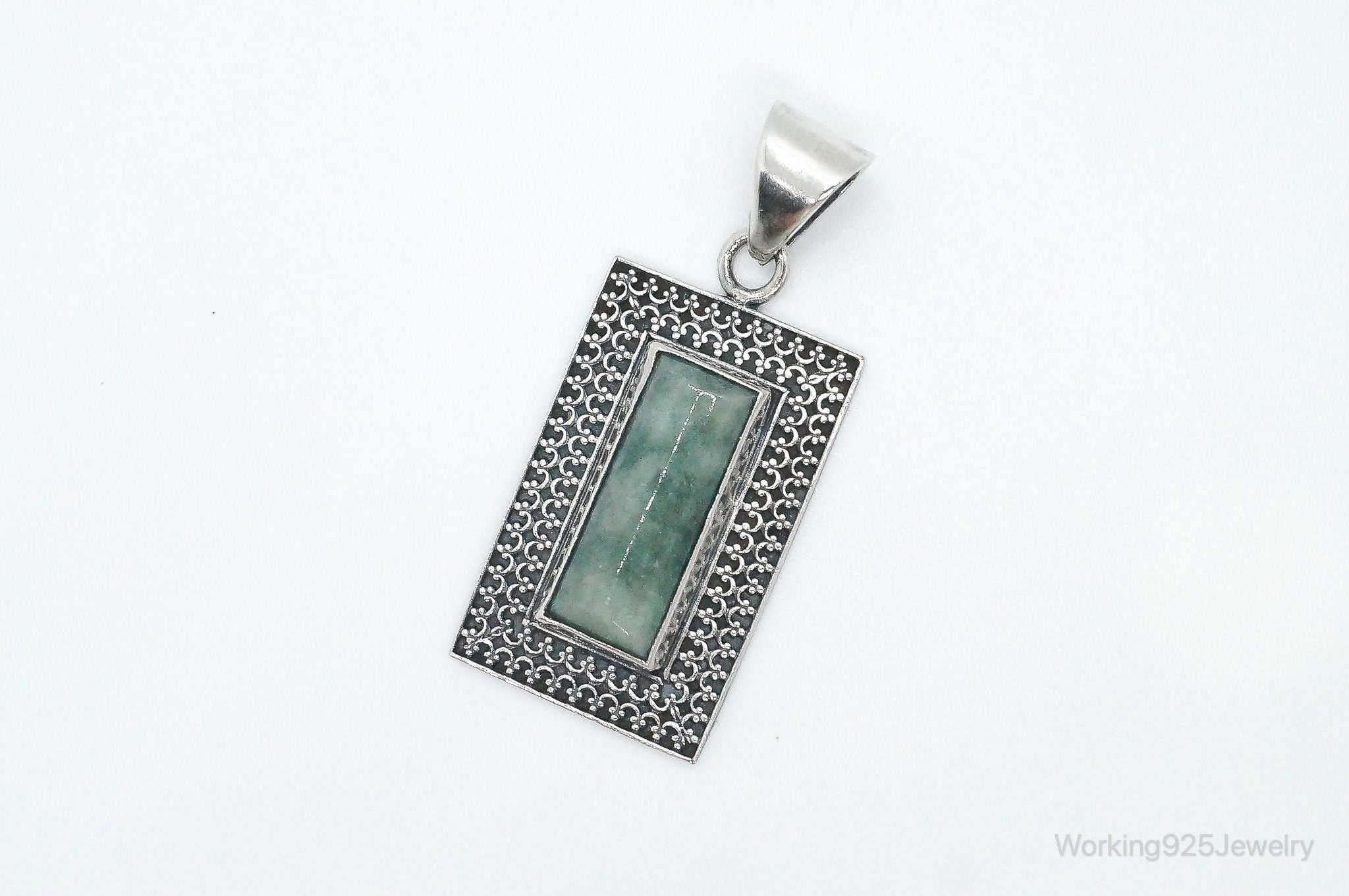 Designer Burmese Jadeite 950 Silver Pendant