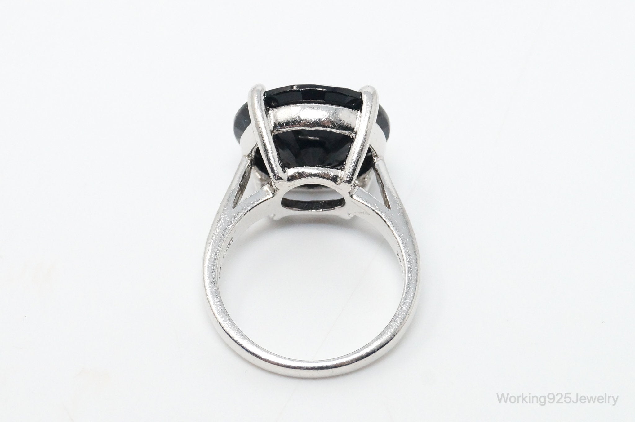 Vintage Designer Large Black Onyx Sterling Silver Ring - Size 6.5 969271557