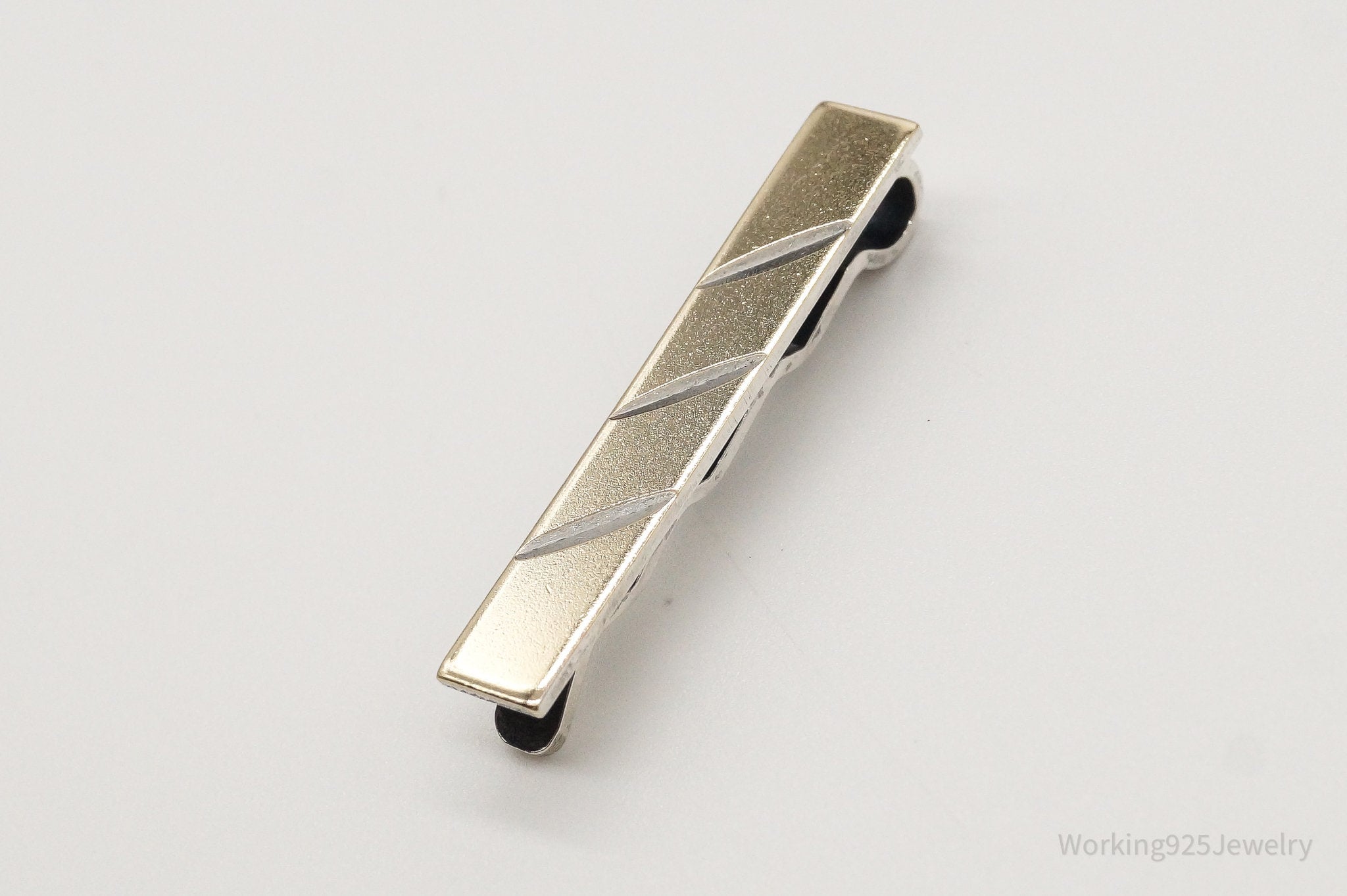 Rare Vintage Norway Modernist Aksel Holmsen Two Tone Sterling Silver Tie Clip