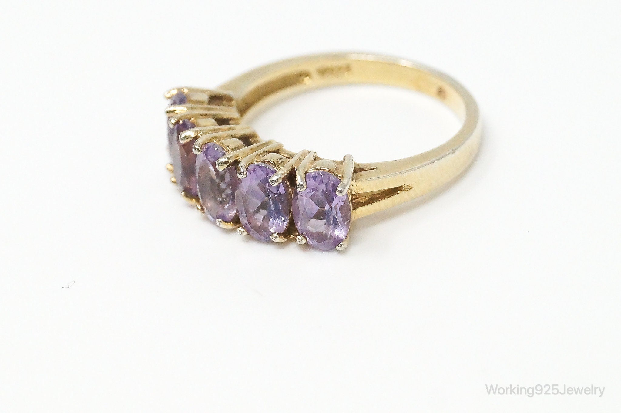 Vintage Amethyst Gold Vermeil Sterling Silver Ring - Size 6