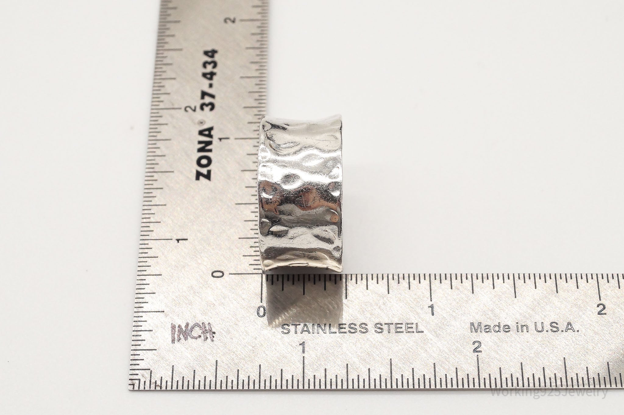 Vintage Hammered Style Sterling Silver Band Ring - Size 10.25