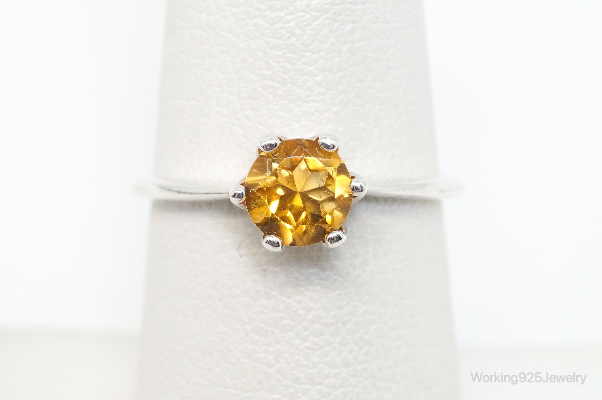 Vintage Designer RJ Citrine Sterling Silver Ring - SZ 6.75