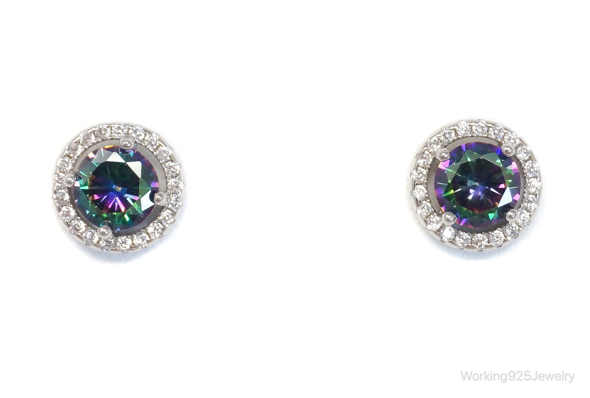 Mystic Topaz Cubic Zirconia Sterling Silver Stud Post Earrings