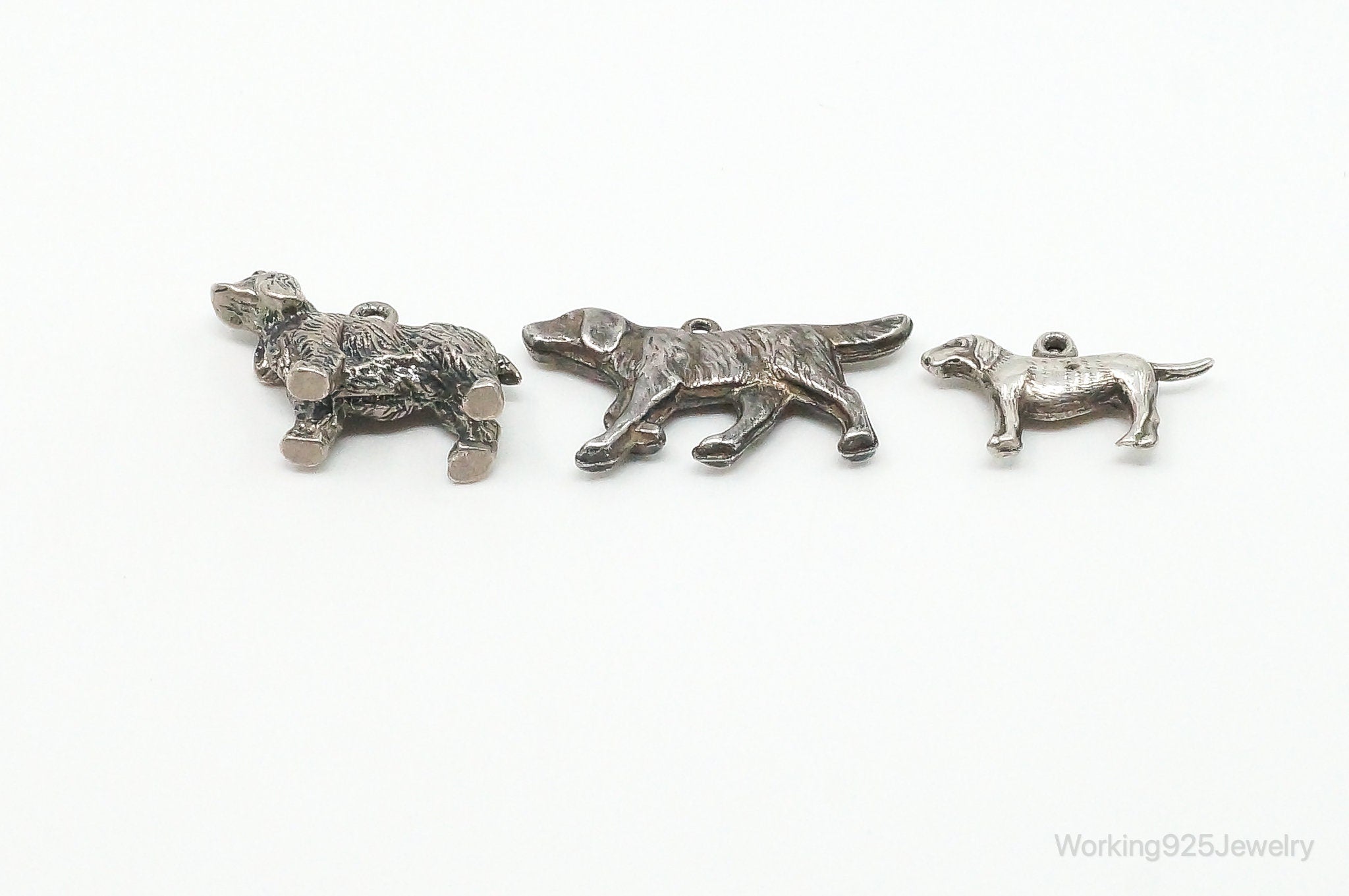 Vintage Antique Puppies Dogs Sterling Silver Charms Lot