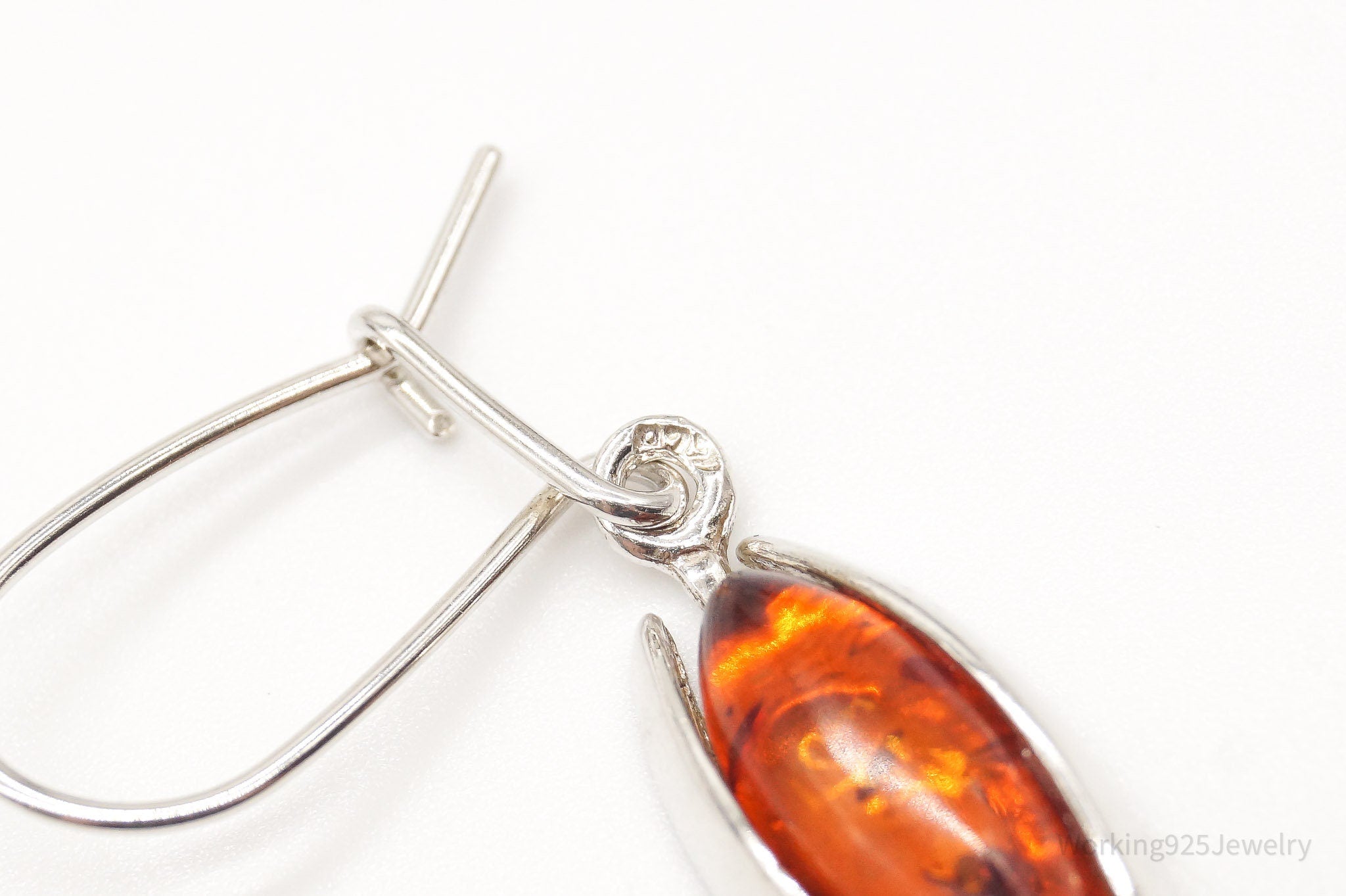 Vintage Amber Modernist Silver Earrings