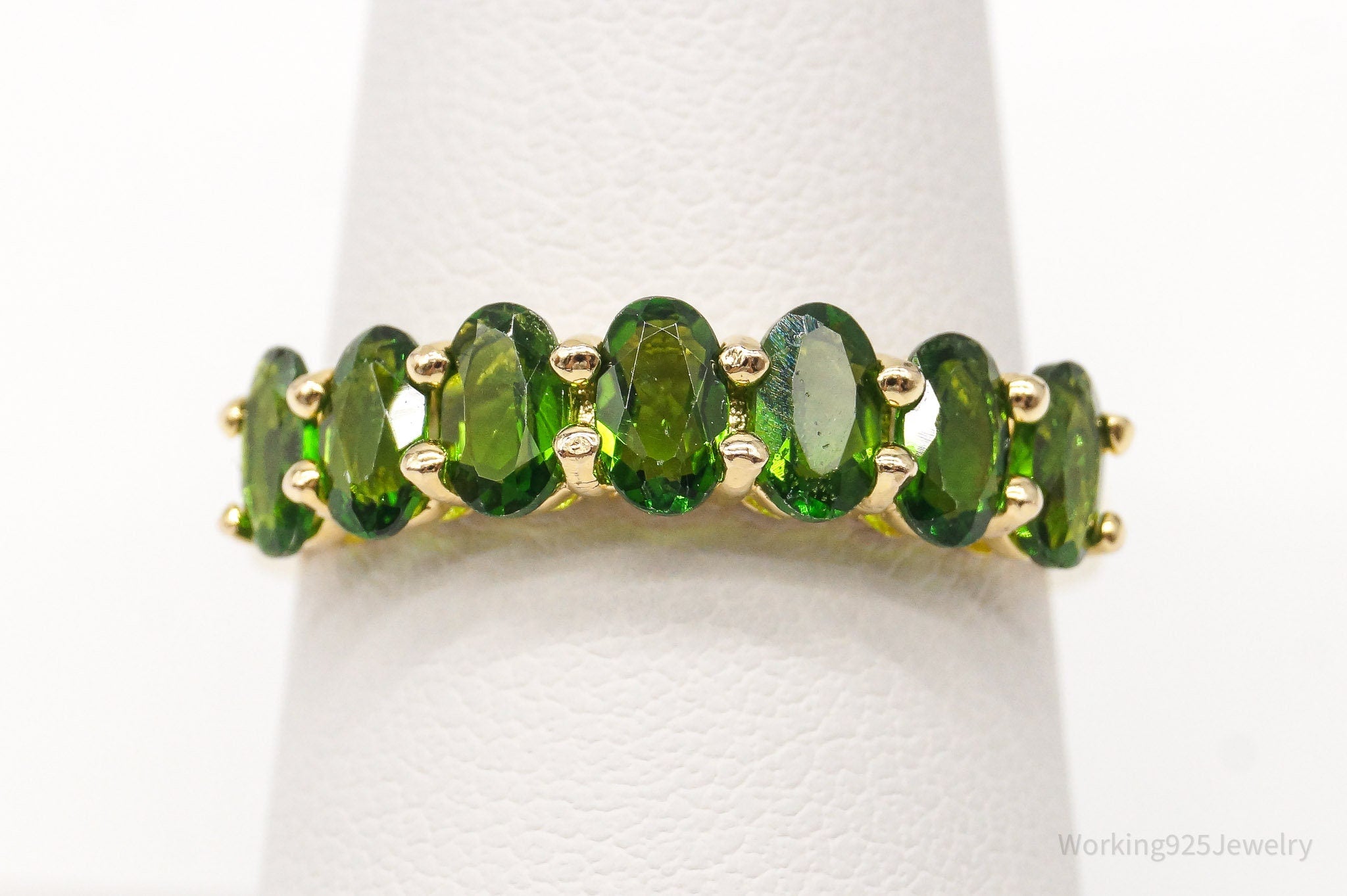 Designer DK Peridot Gold Vermeil Sterling Silver Ring Size 8