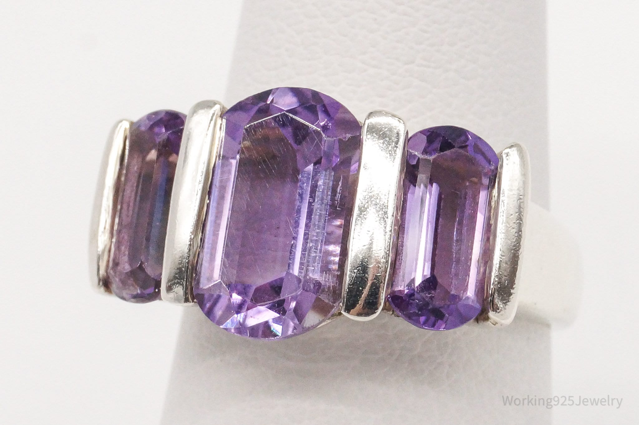 Vintage Amethyst Sterling Silver Ring - Size 6