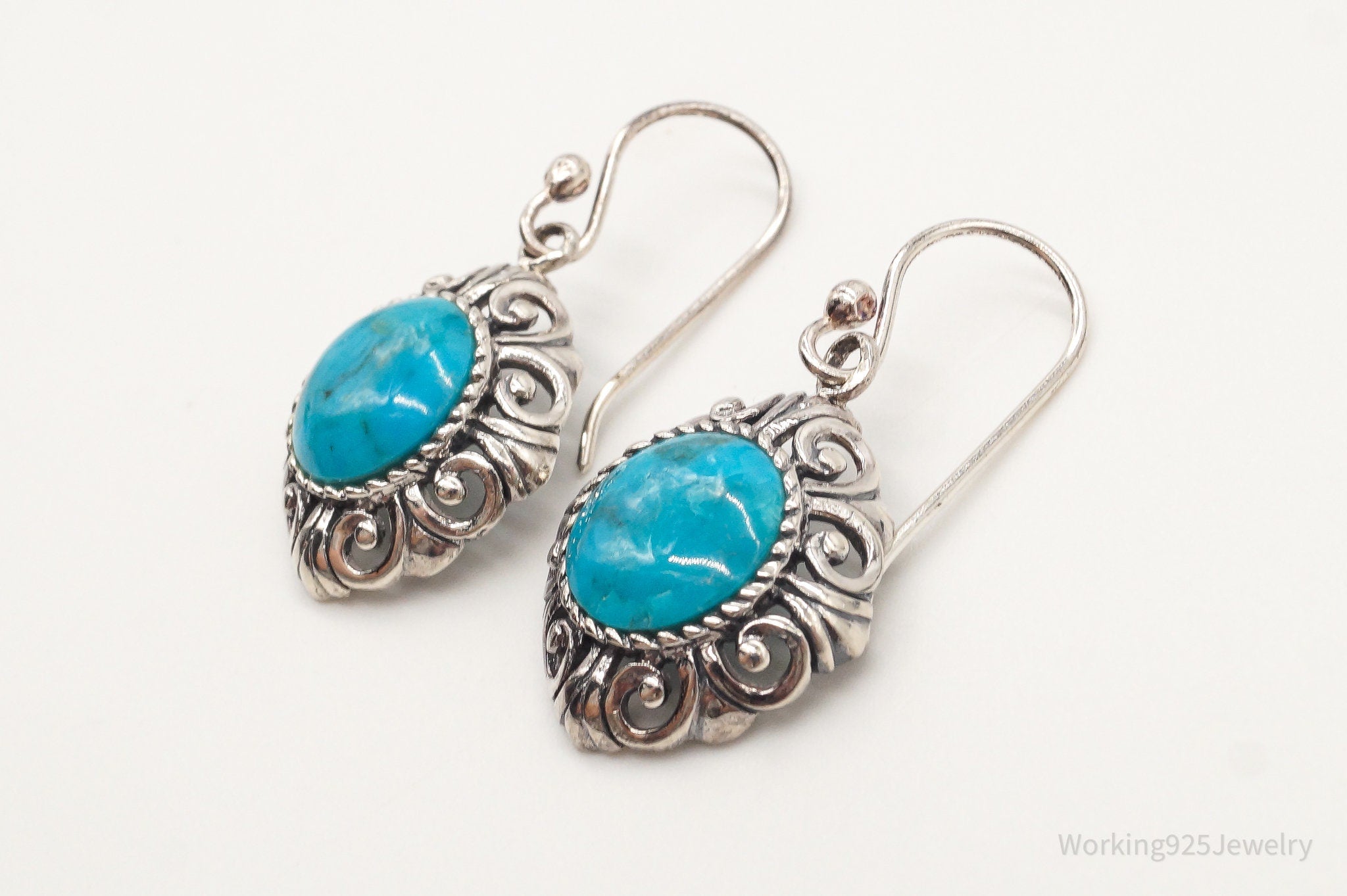 Designer NK Blue Turquoise Sterling Silver Earrings