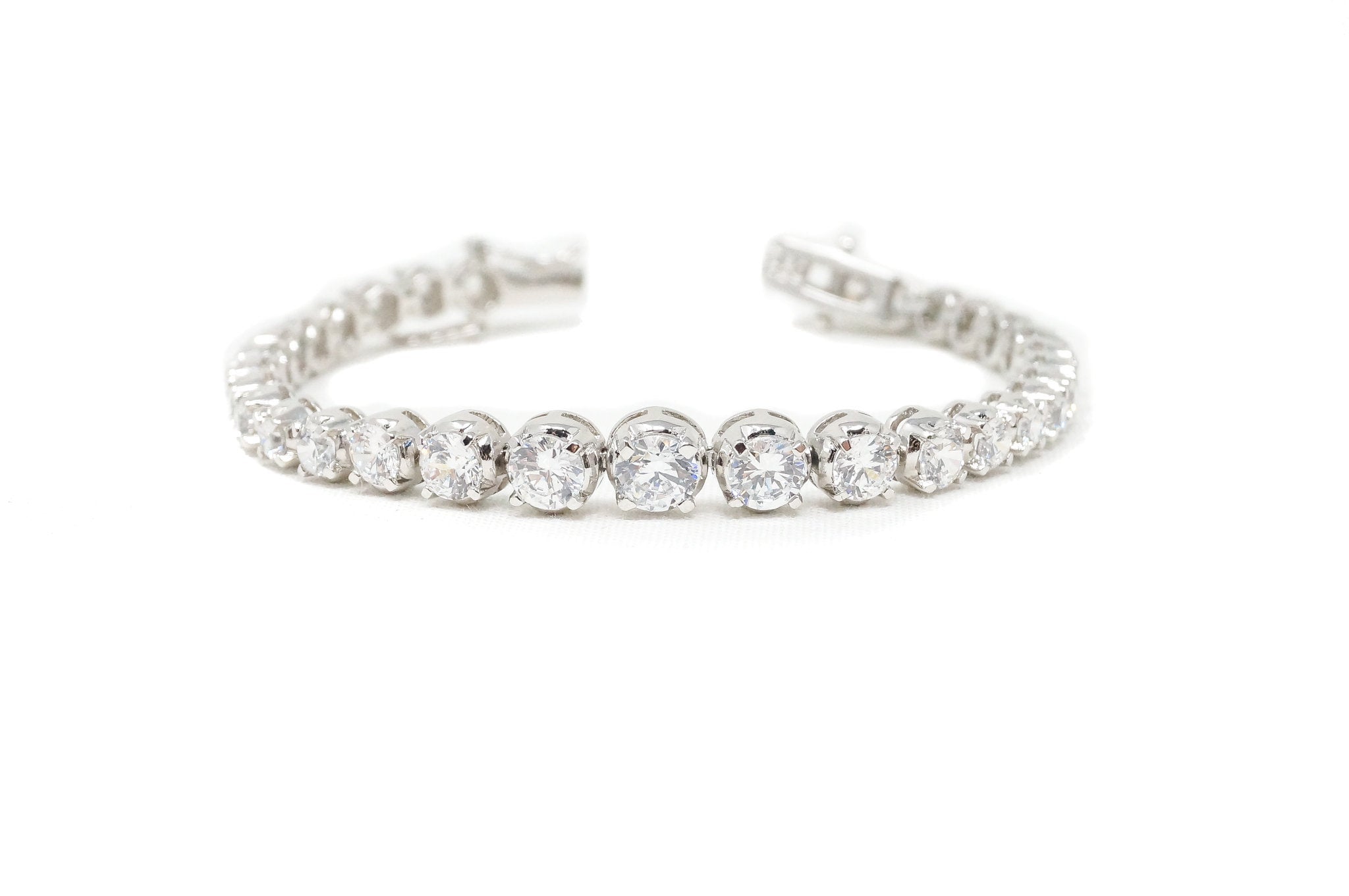 Vintage Art Deco Style Cubic Zirconia Sterling Silver Tennis Bracelet