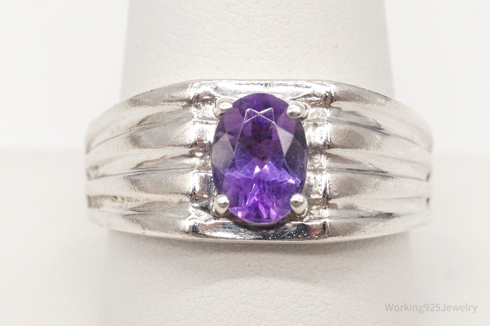 Designer D'joy Amethyst Sterling Silver Ring - Size 9.75