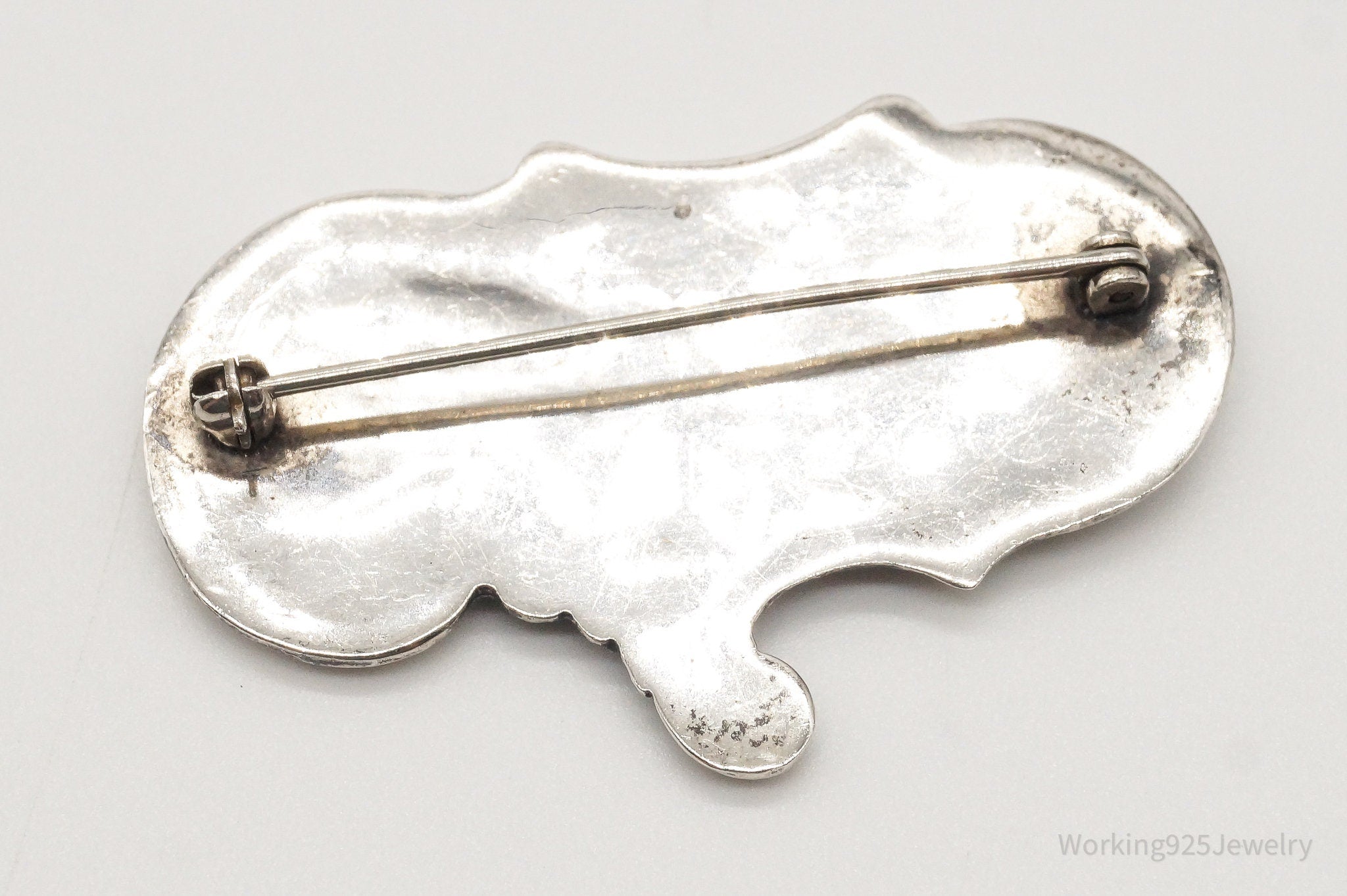 Antique Art Nouveau Silver Floral Pin Brooch