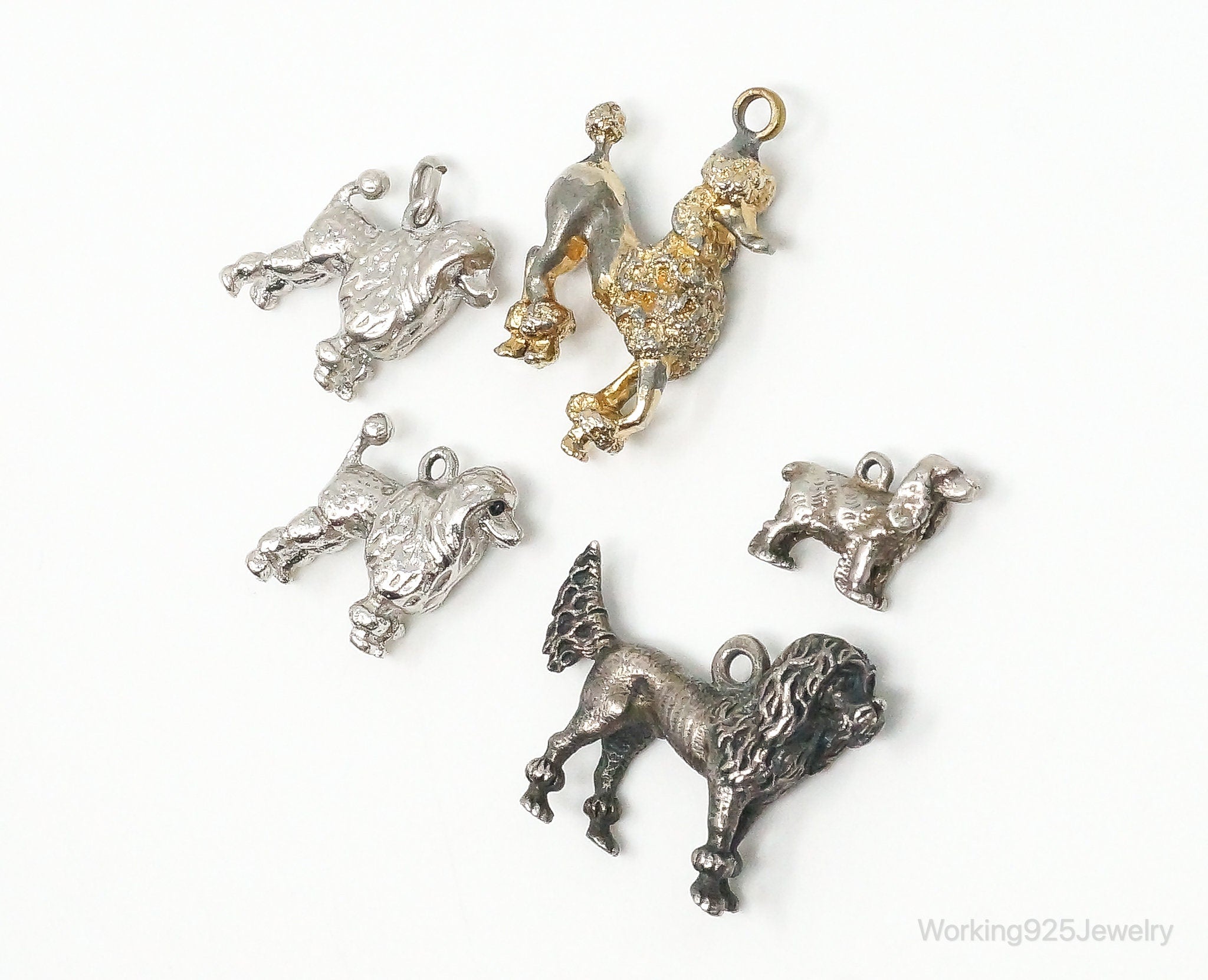 Vintage Antique Puppies Dogs Sterling Silver Charms Lot