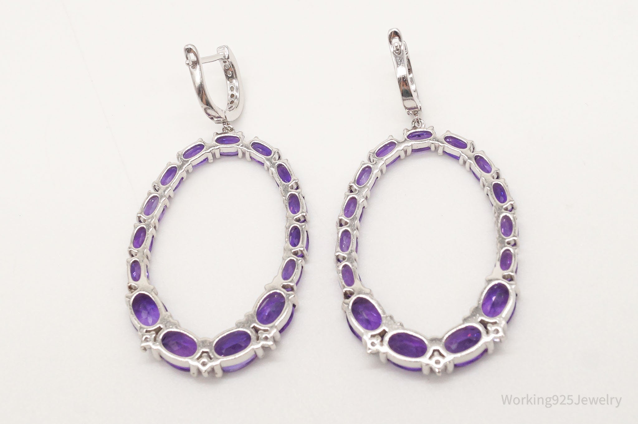 Designer AIRA Amethyst White Topaz Sterling Silver Earrings