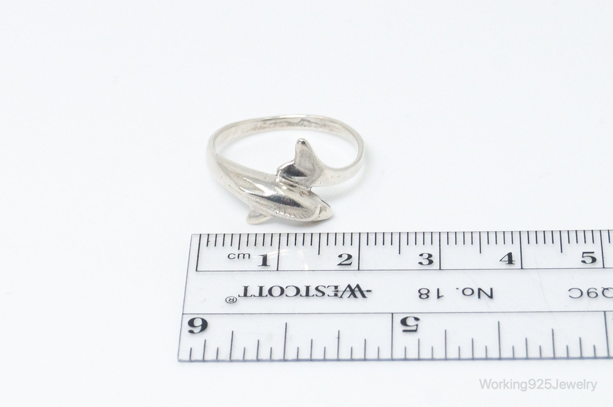 Vintage Dolphin Sterling Silver Wrap Ring - Size 6