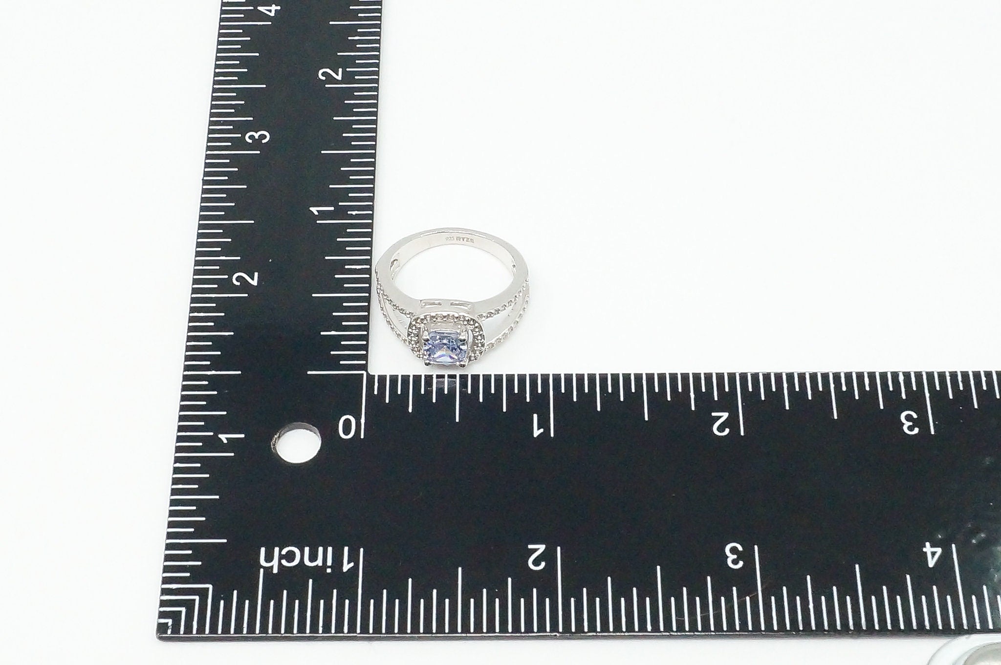 Lab Tanzanite Cubic Zirconia Sterling Silver Ring Size 7