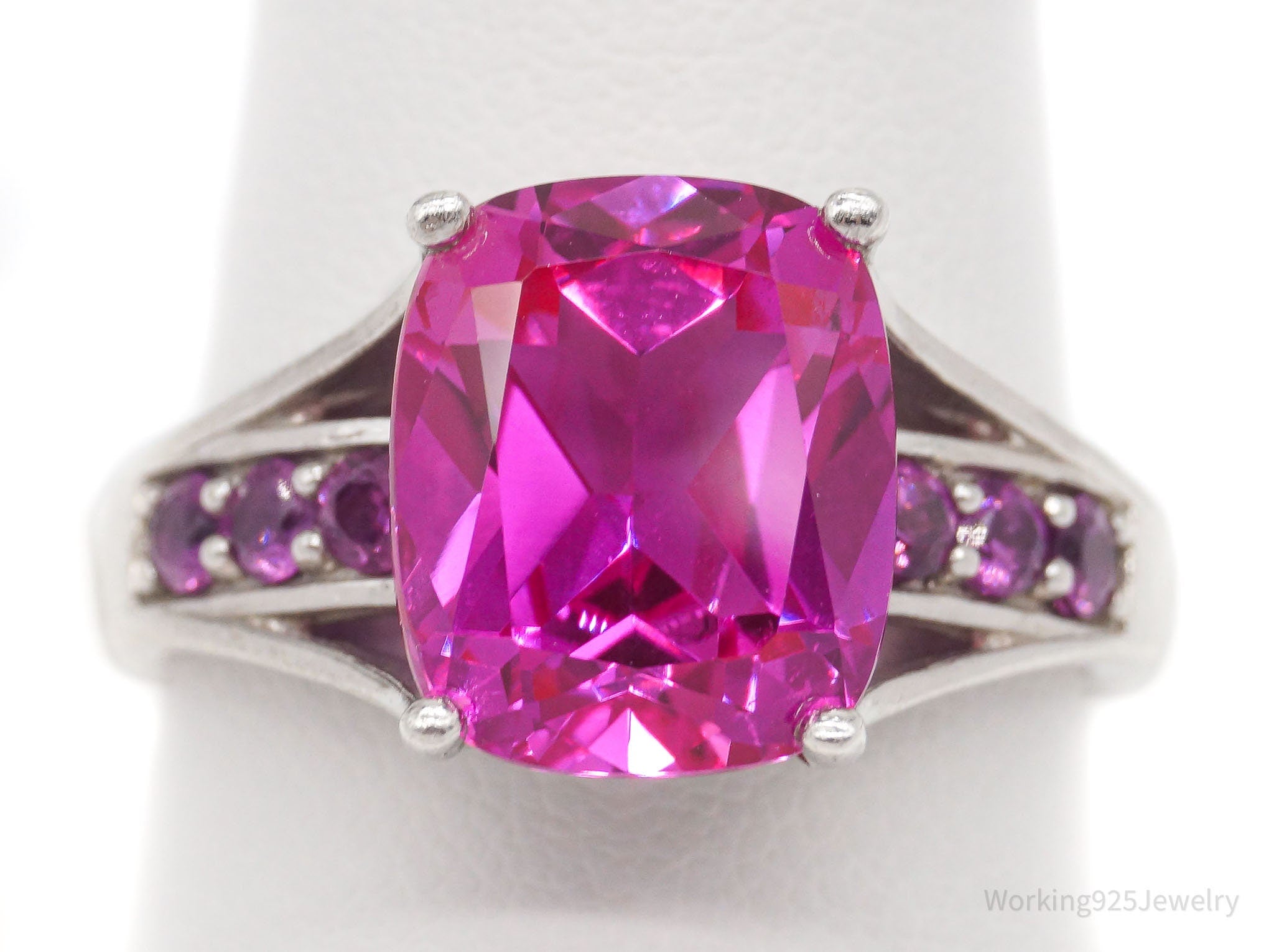 Vintage Designer LB Pink Sapphire Pink Tourmaline Sterling Silver Ring SZ 10.75