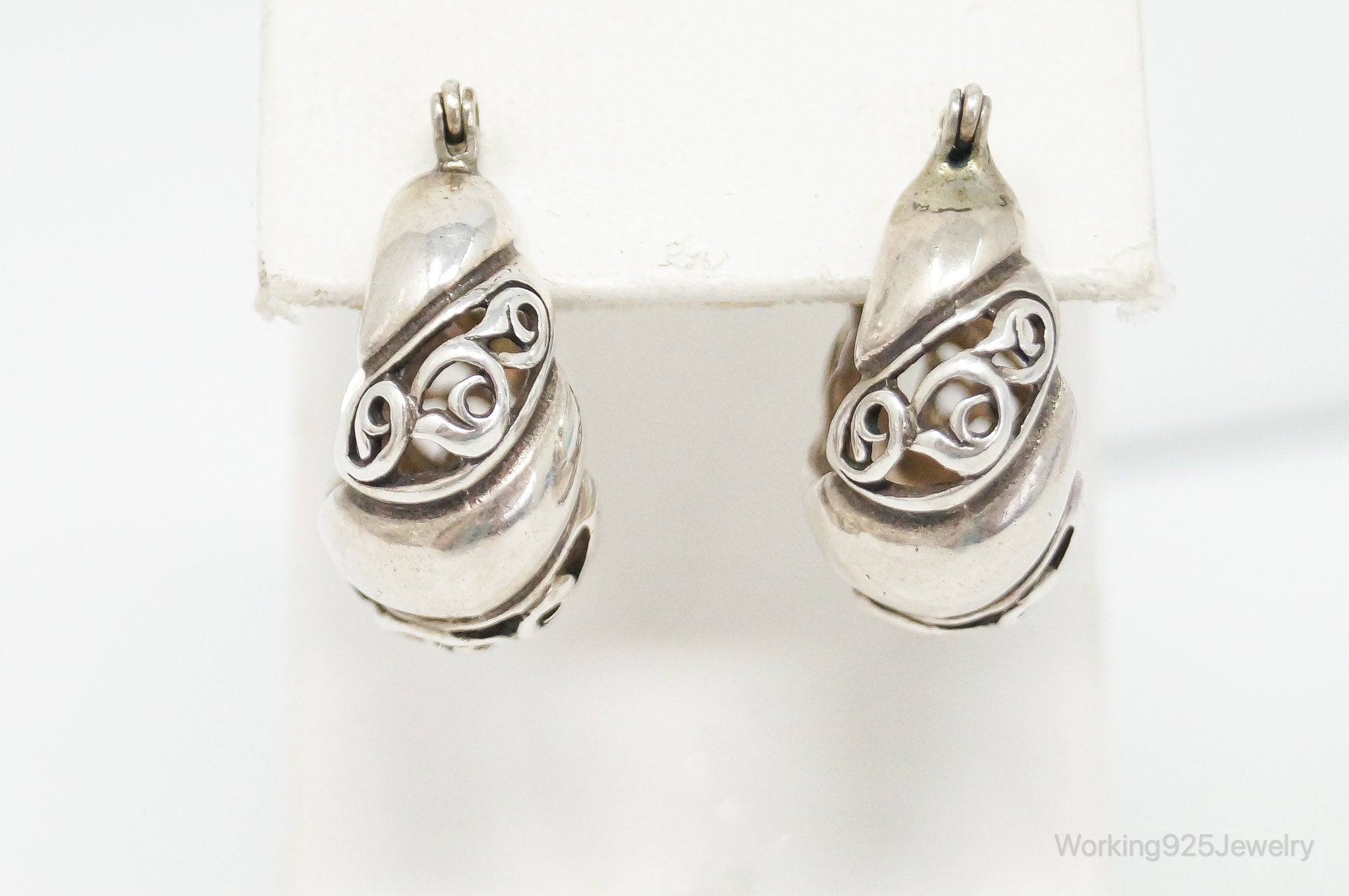 Vintage Bali Inspired Scroll Sterling Silver Earrings