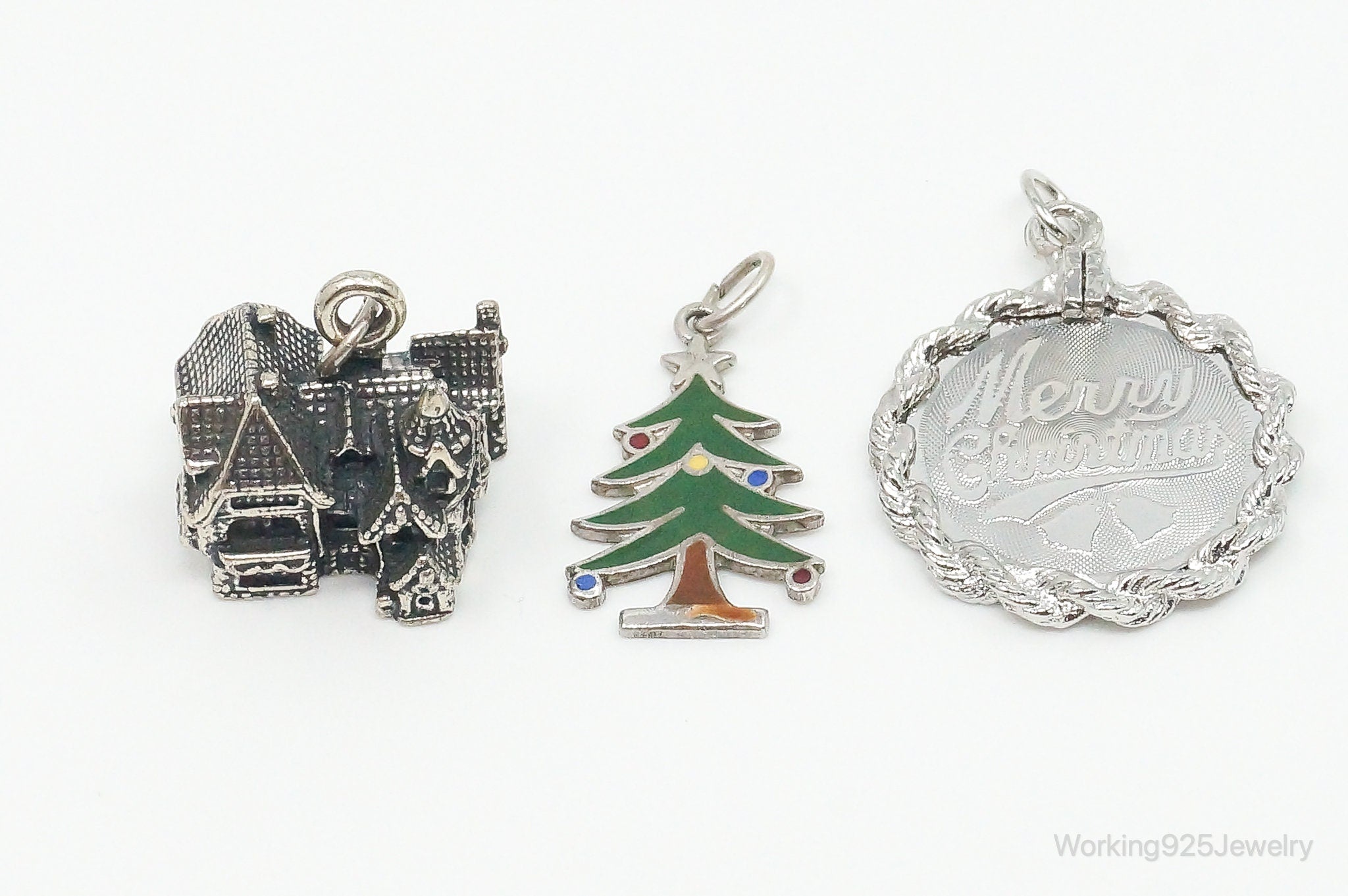 Vintage Antique Christmas Themed Sterling Silver Charms