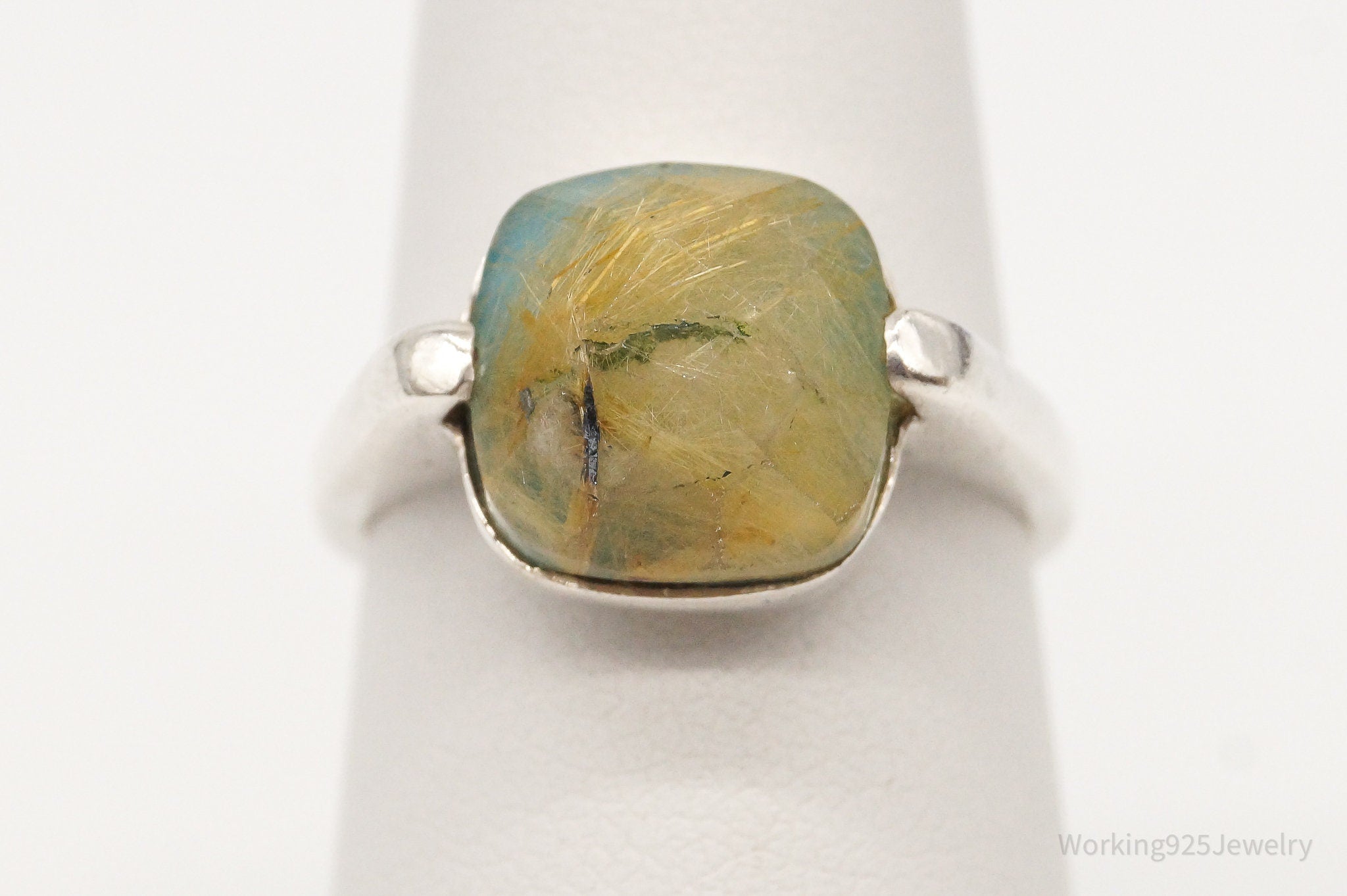 Vintage Chalisa Gold Rutilated Quartz Sterling Silver Ring - Size 5.75