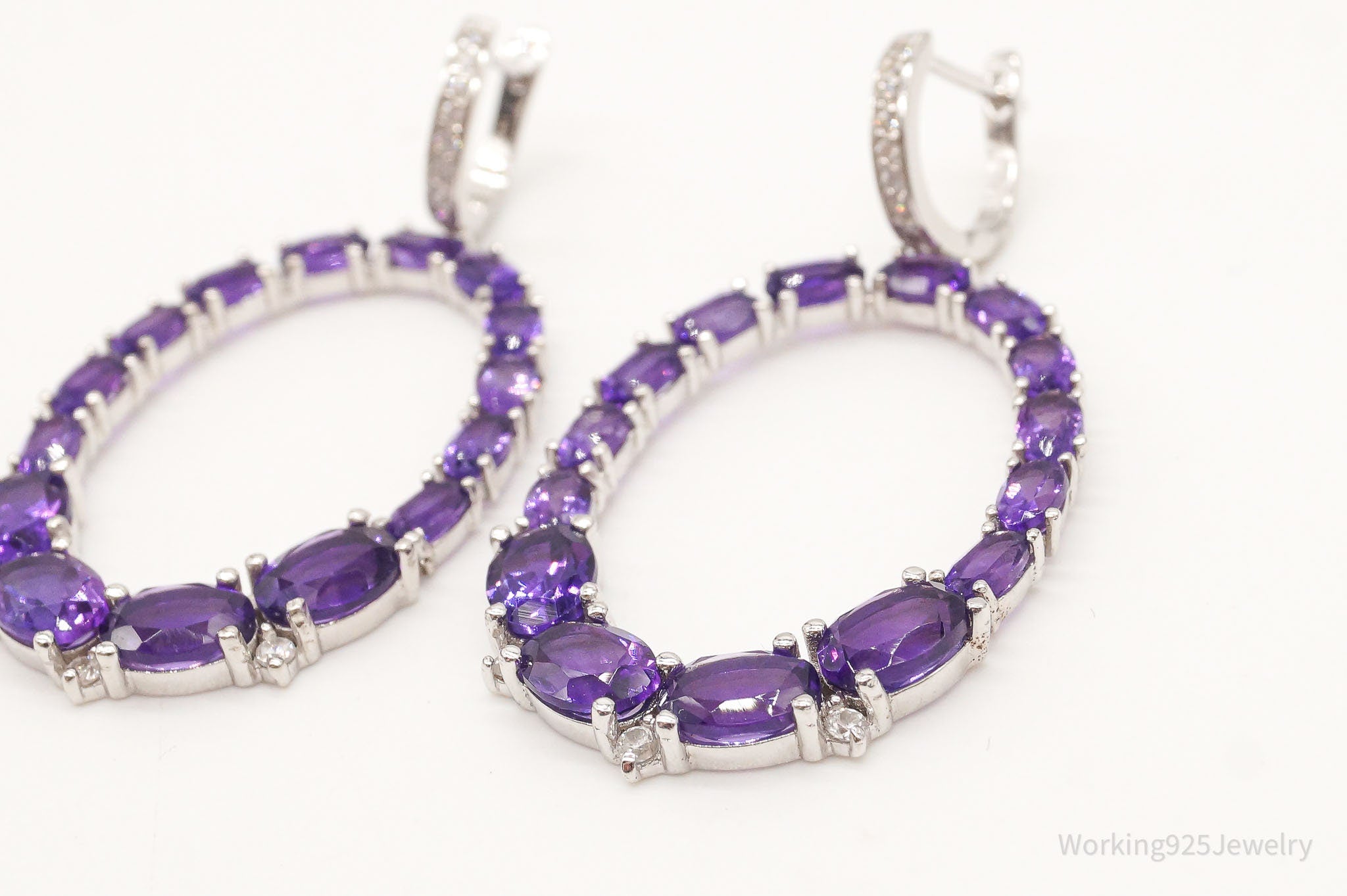 Designer AIRA Amethyst White Topaz Sterling Silver Earrings