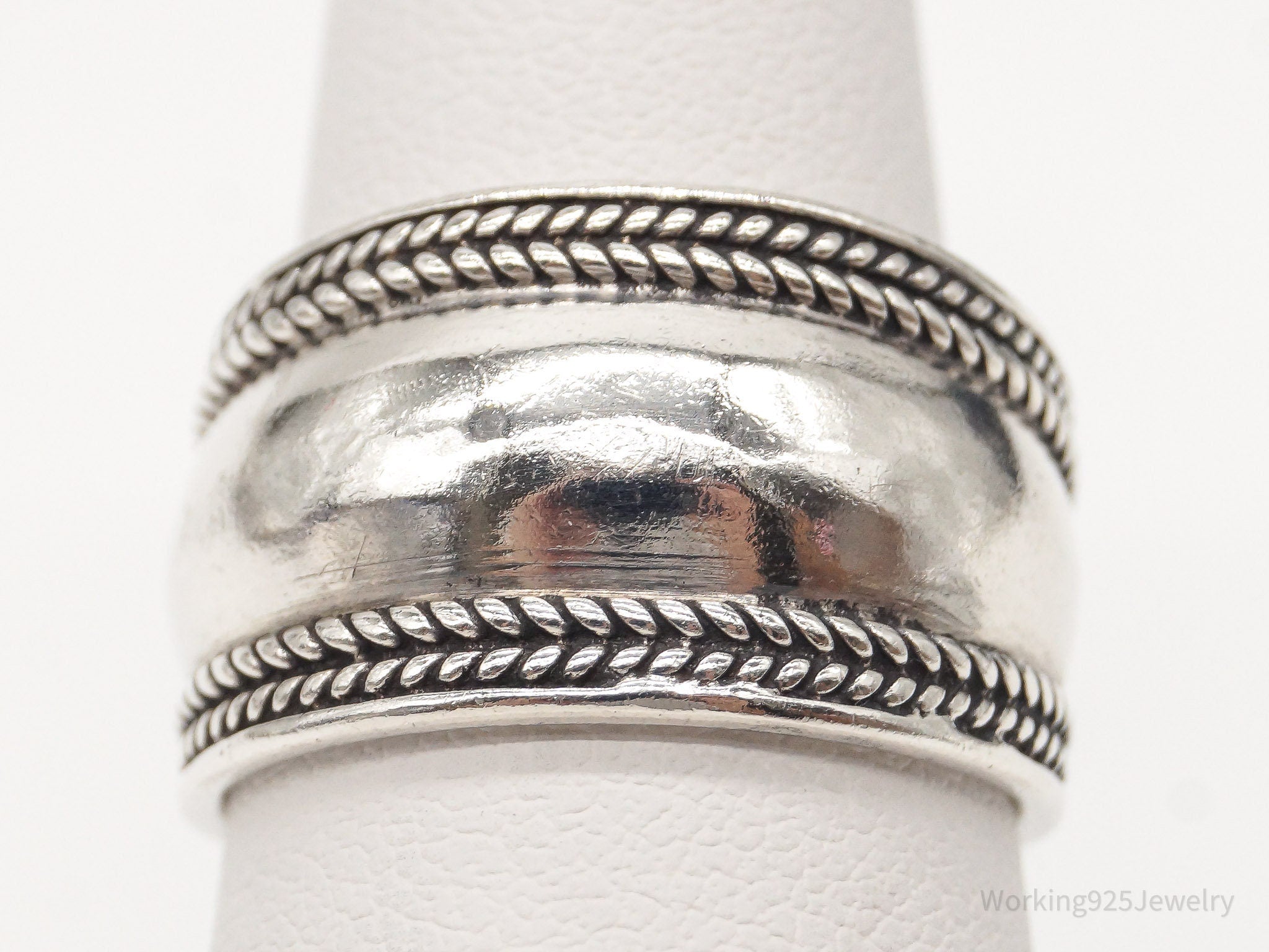 Vintage Bali Southwestern Sterling Silver Band Ring - Size 6.75