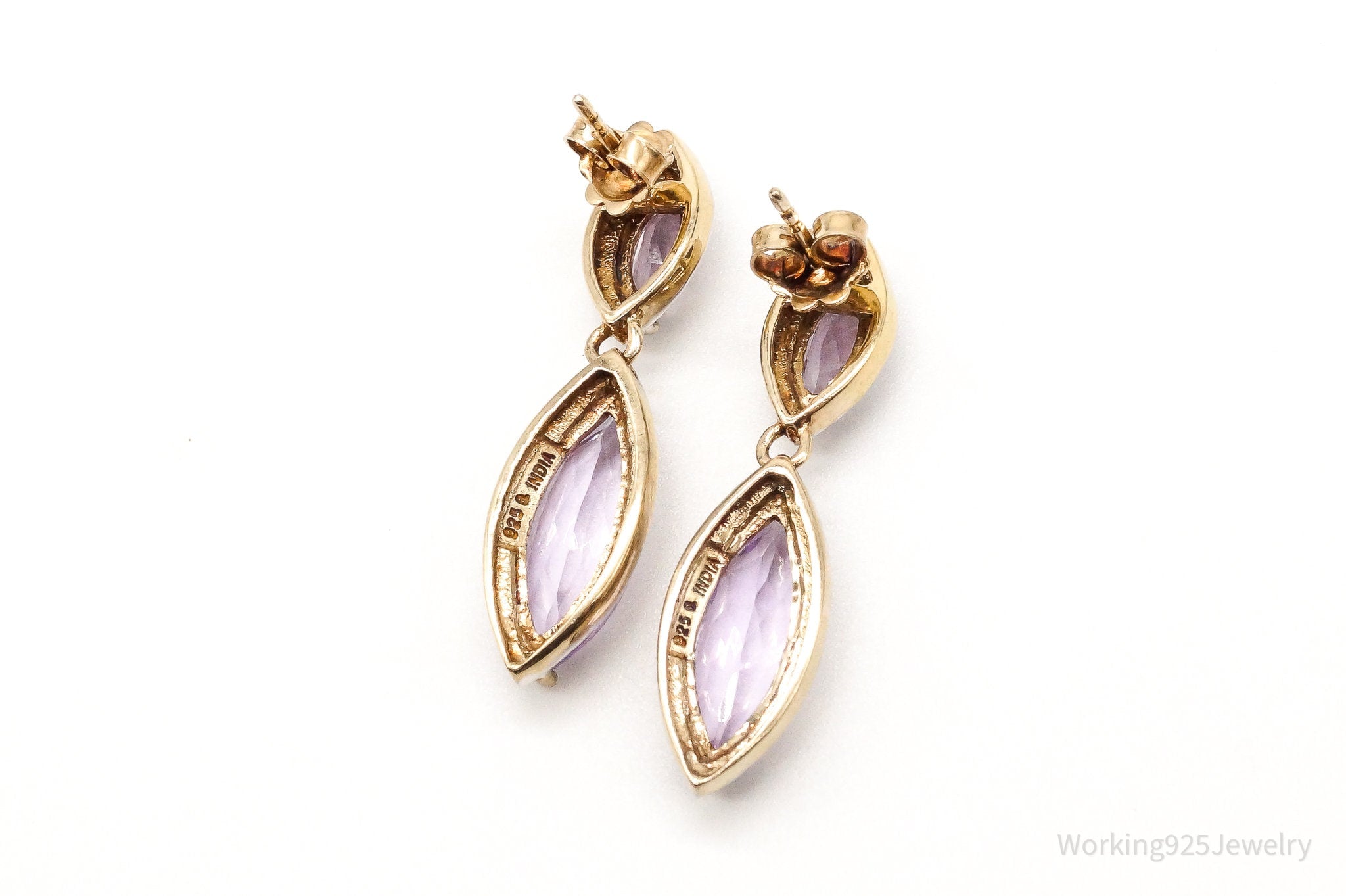 Vintage Amethyst Gold Vermeil Sterling Silver Earrings