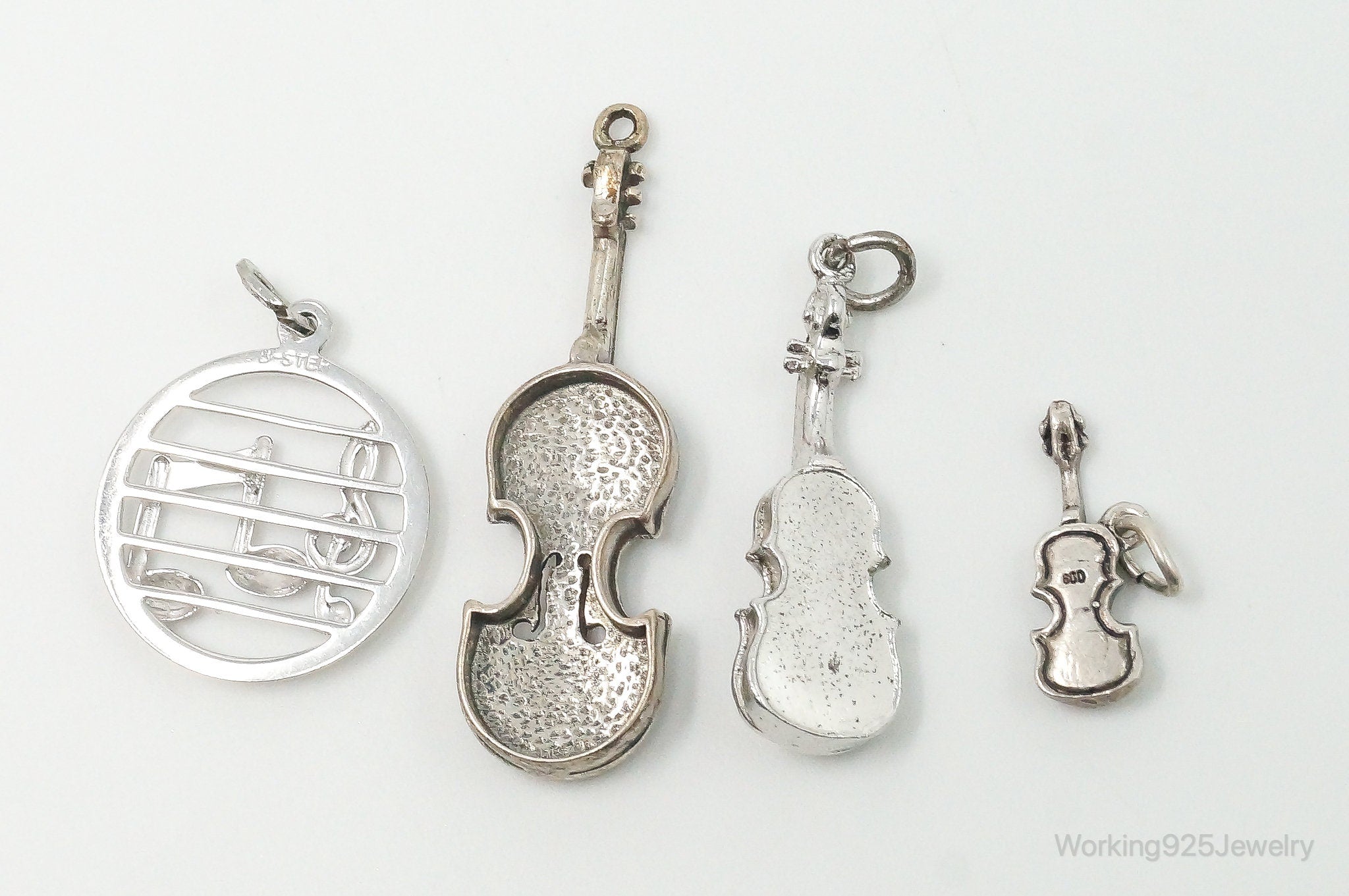 Antique Vintage Musical Instruments Sterling Silver Charms