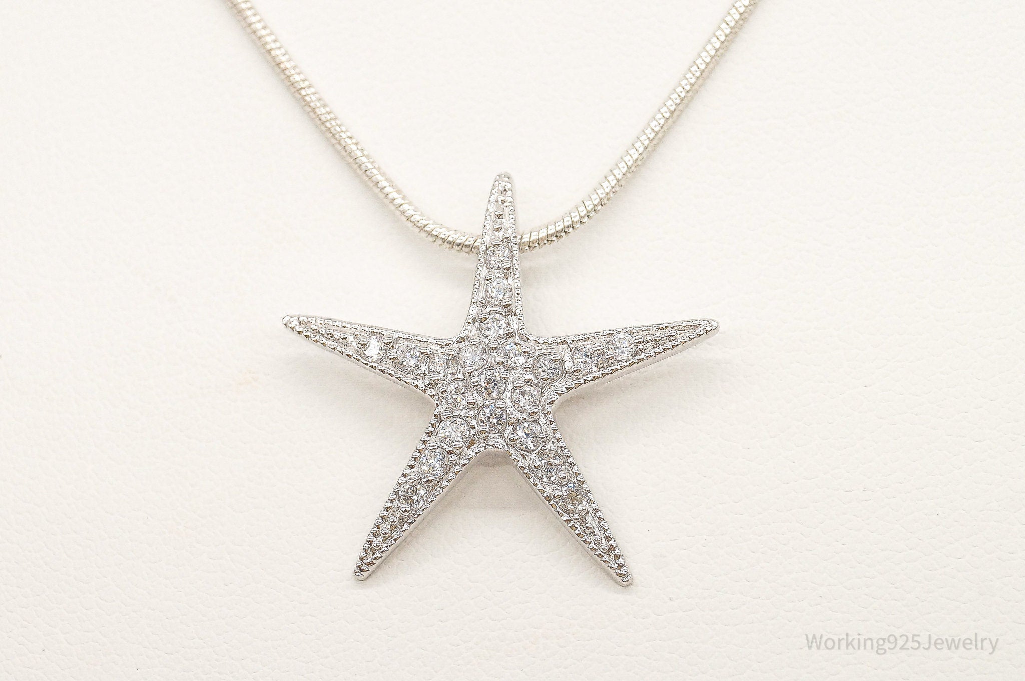 Cubic Zirconia Starfish Sterling Silver Necklace